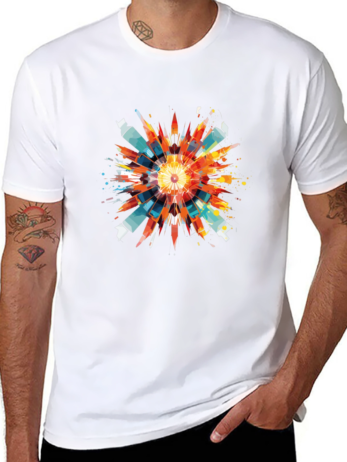 Abstract Geometric Burst Graphic Tee