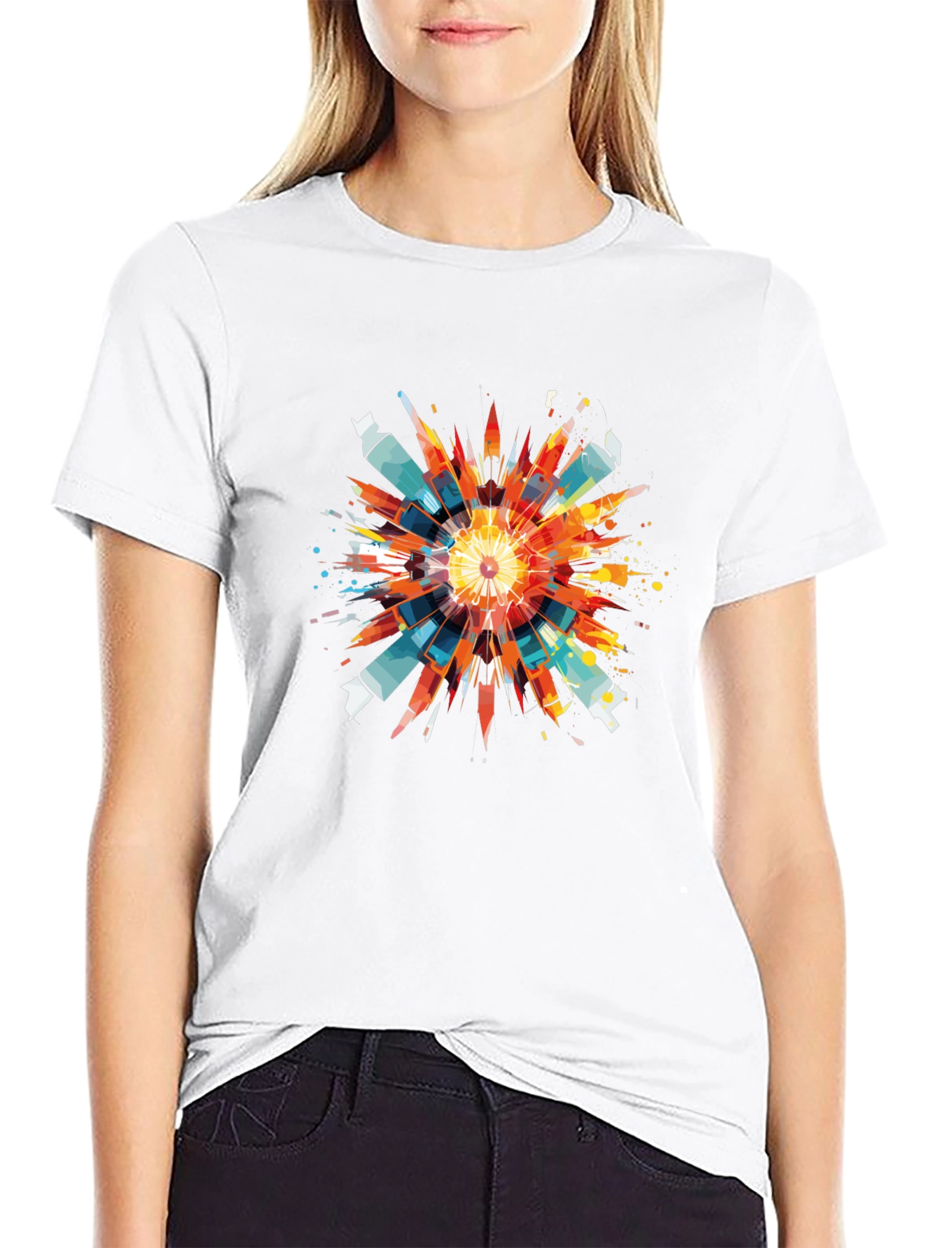 Abstract Geometric Burst Graphic Tee