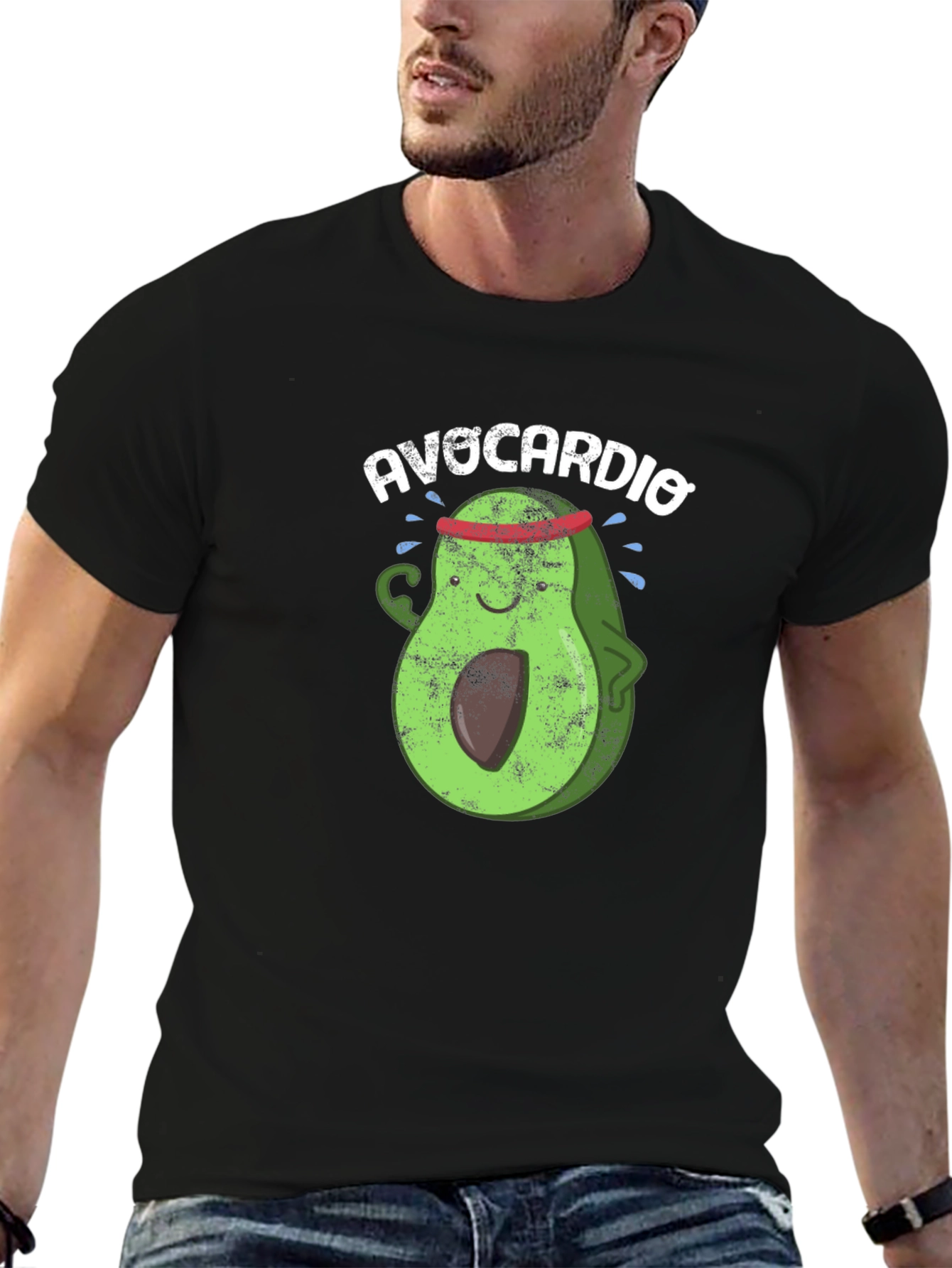 Avocardio Black T-Shirt Funny Avocado Workout Design