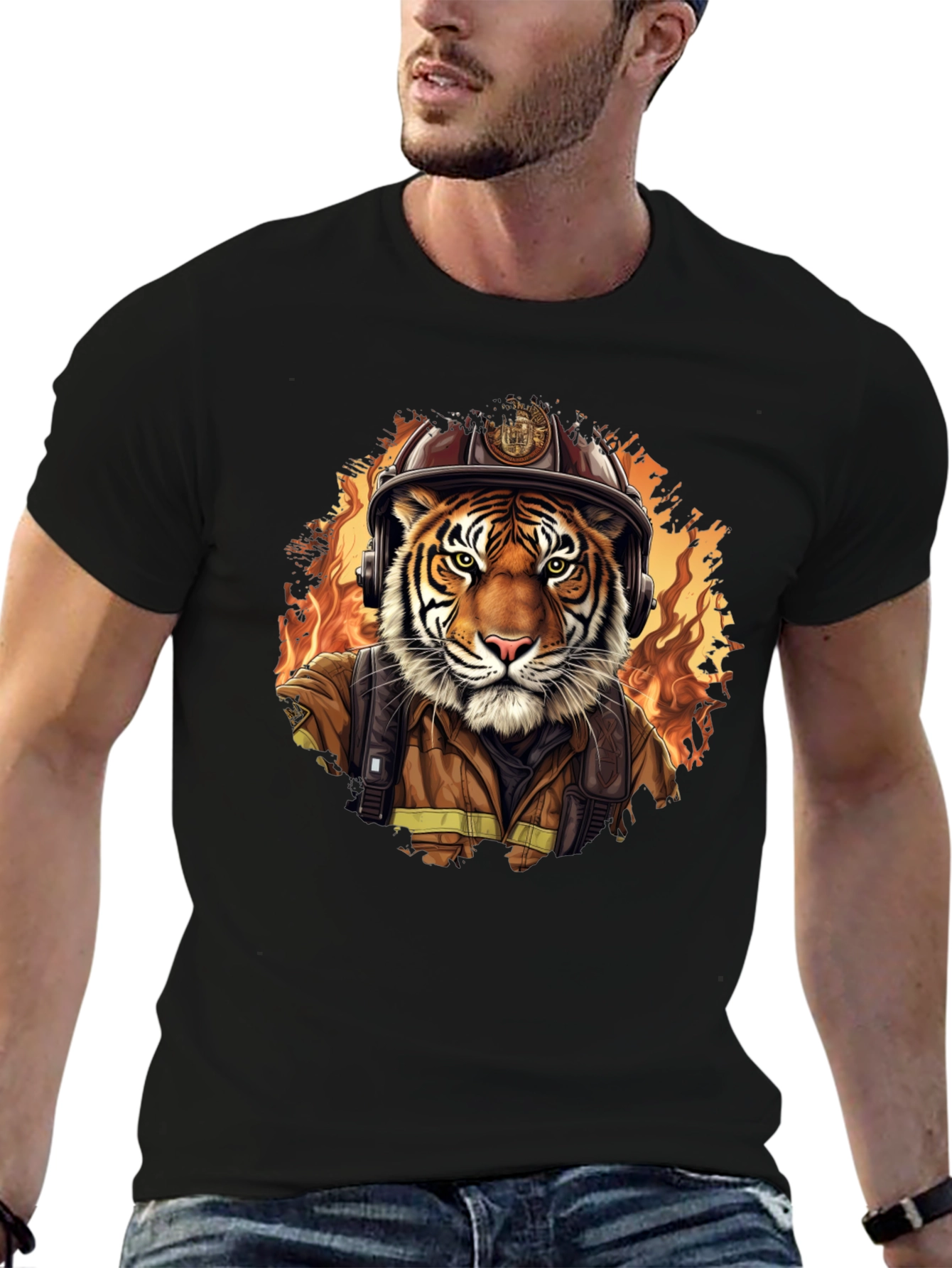 Tiger Firefighter Graphic Tee - Black