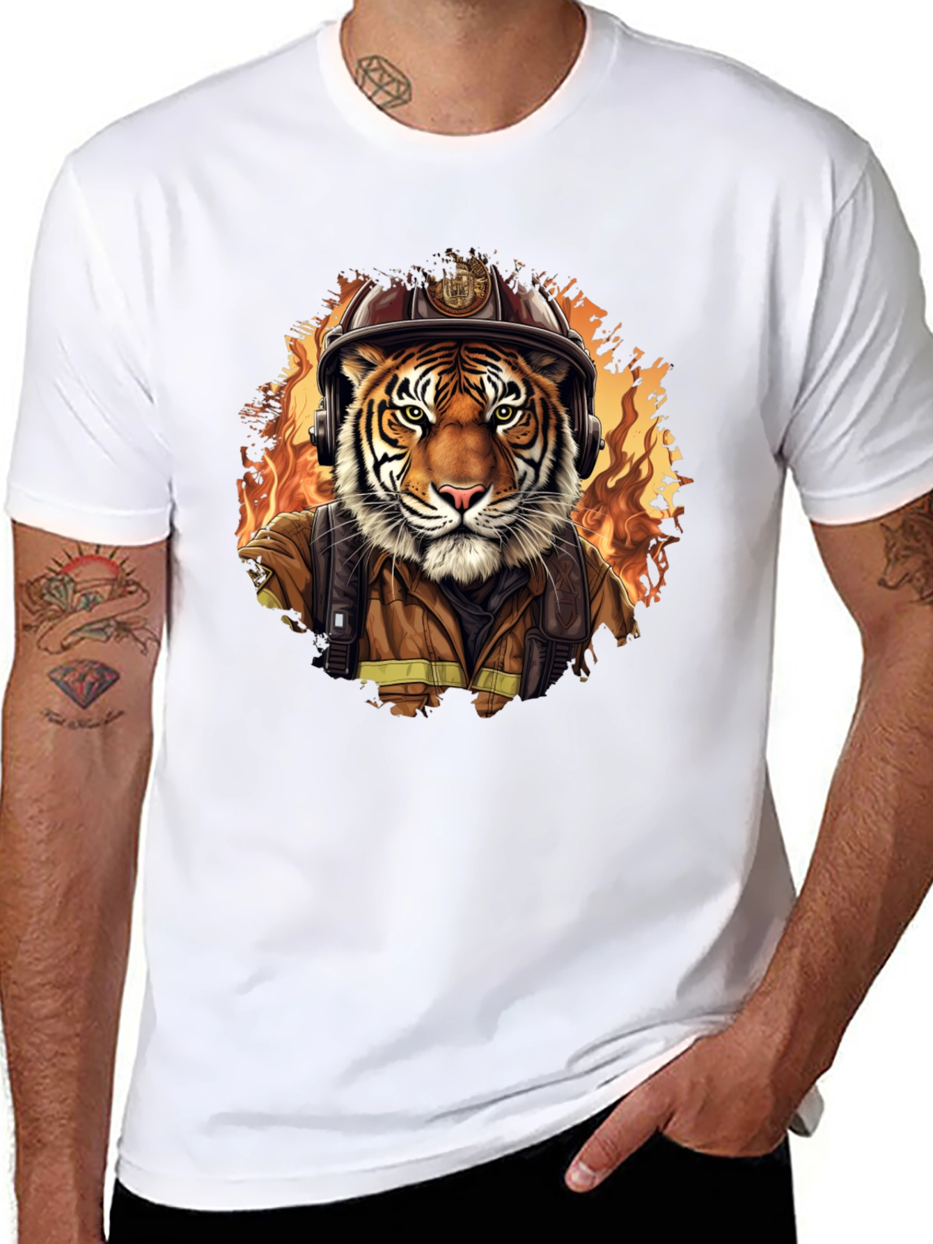 Tiger Firefighter Graphic Tee - Black