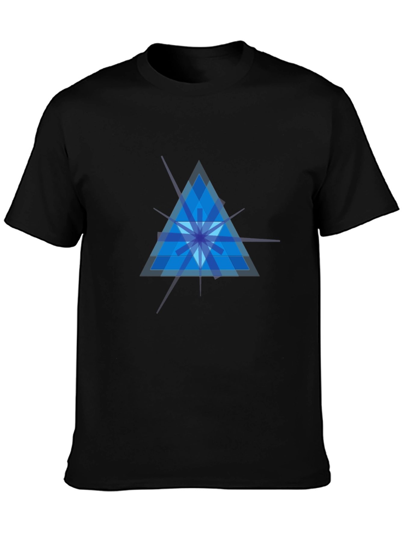 Geometric Blue Triangle Graphic Tee - Modern Style