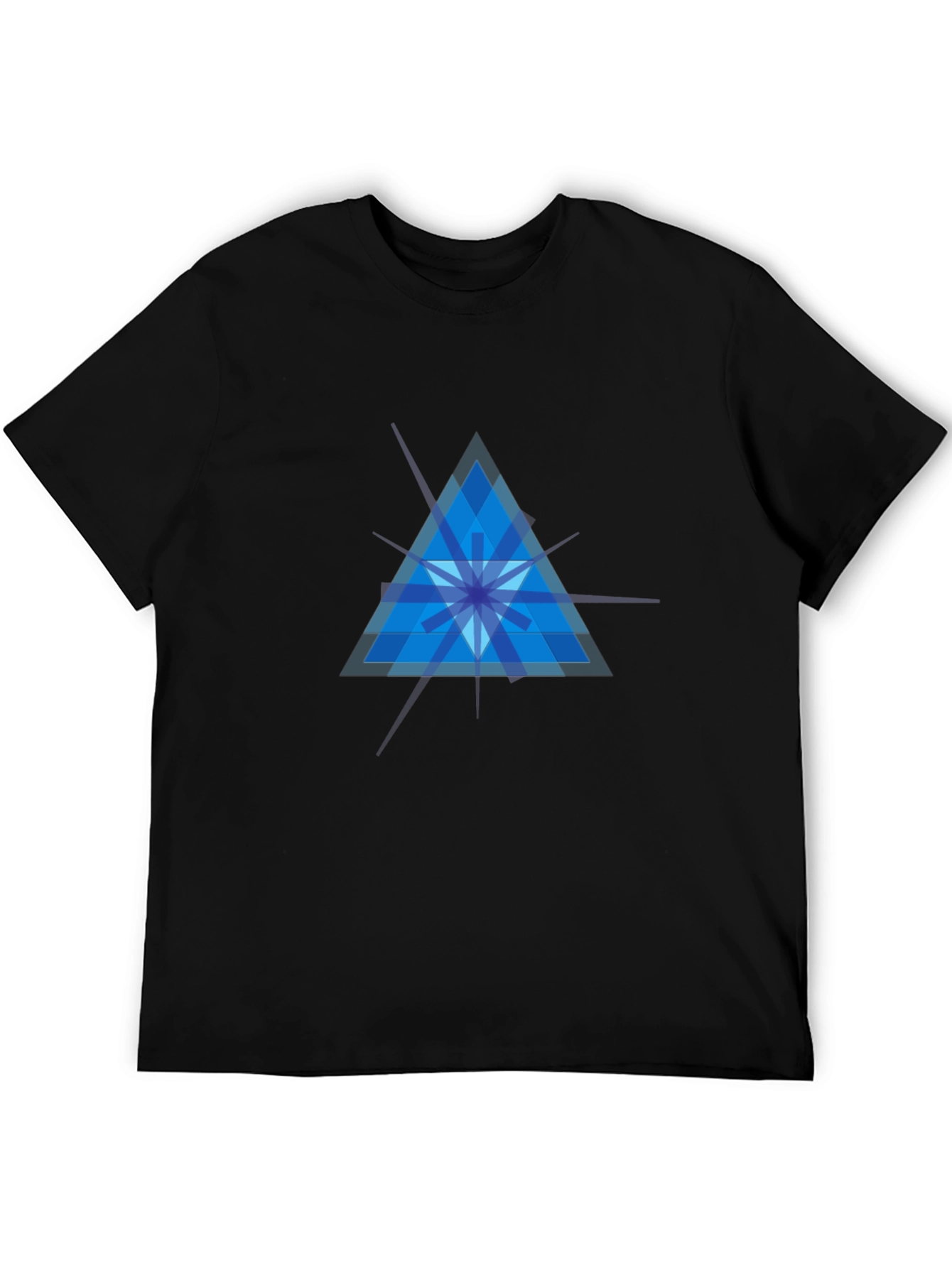 Geometric Blue Triangle Graphic Tee - Modern Style