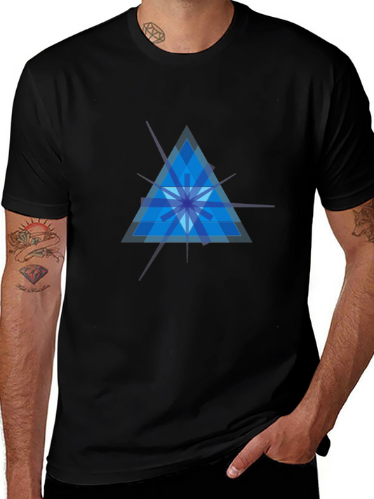 Geometric Blue Triangle Graphic Tee - Modern Style