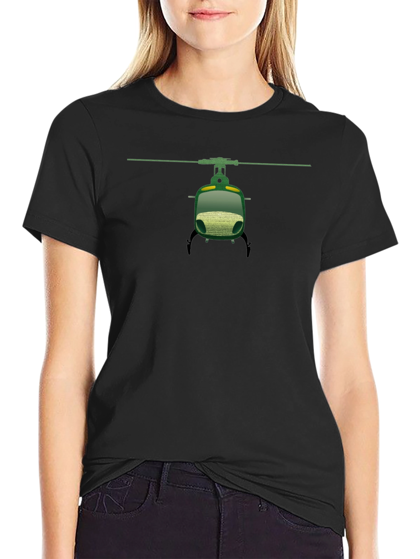 Helicopter Graphic T-Shirt - Black Cotton Tee