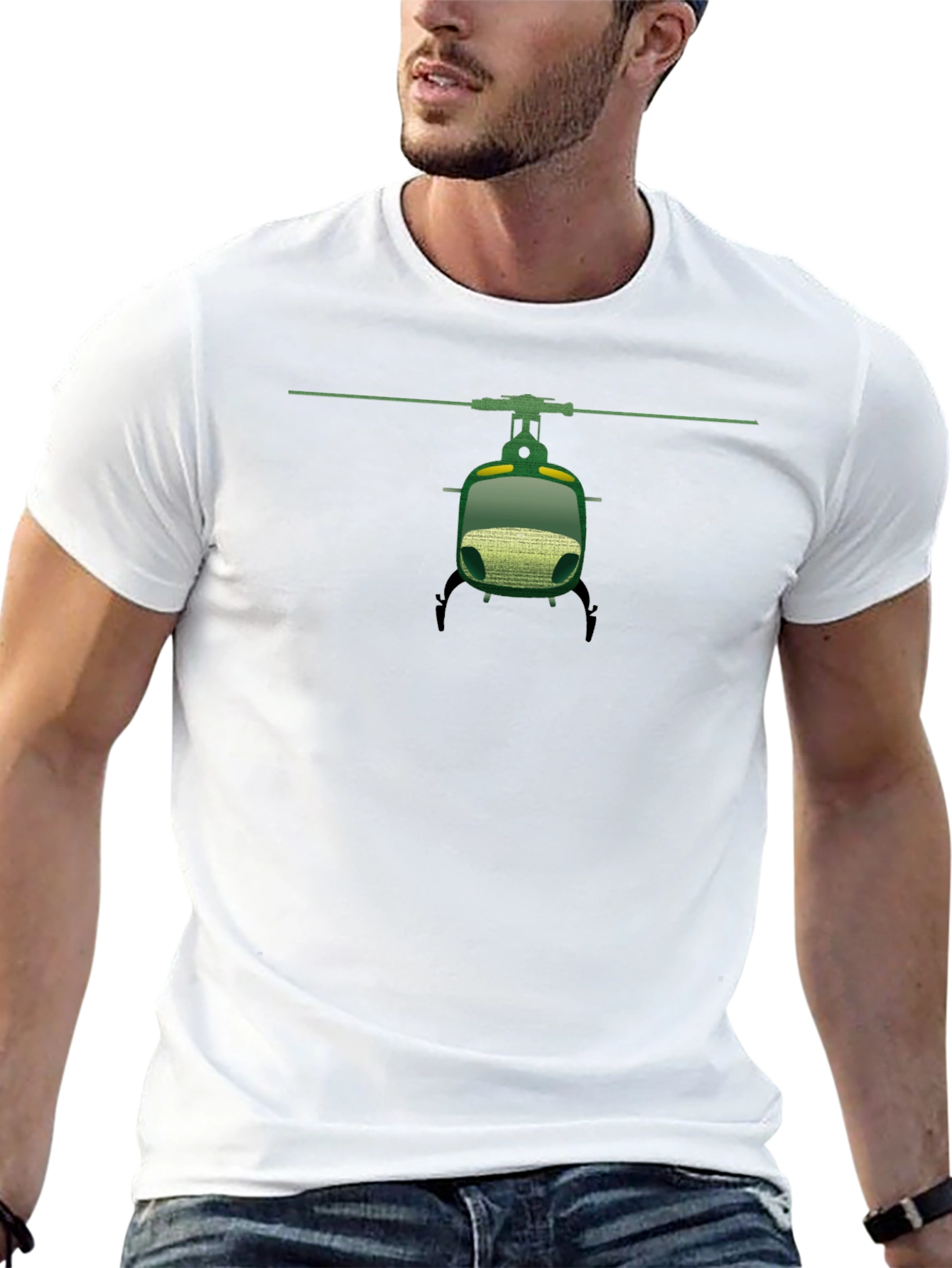 Helicopter Graphic T-Shirt - Black Cotton Tee