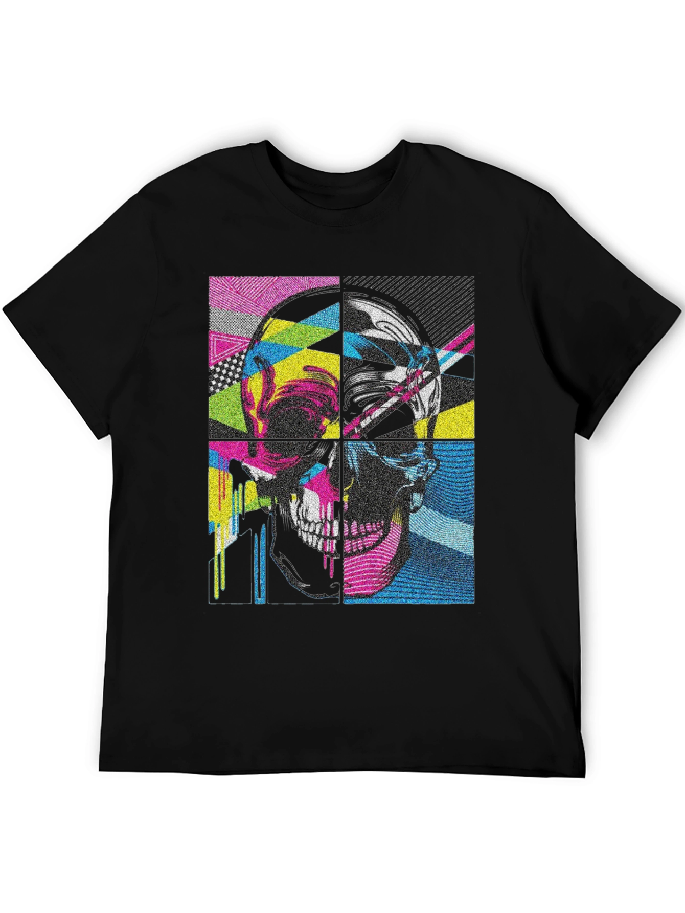 Pop Art Skull Graphic Tee - Black