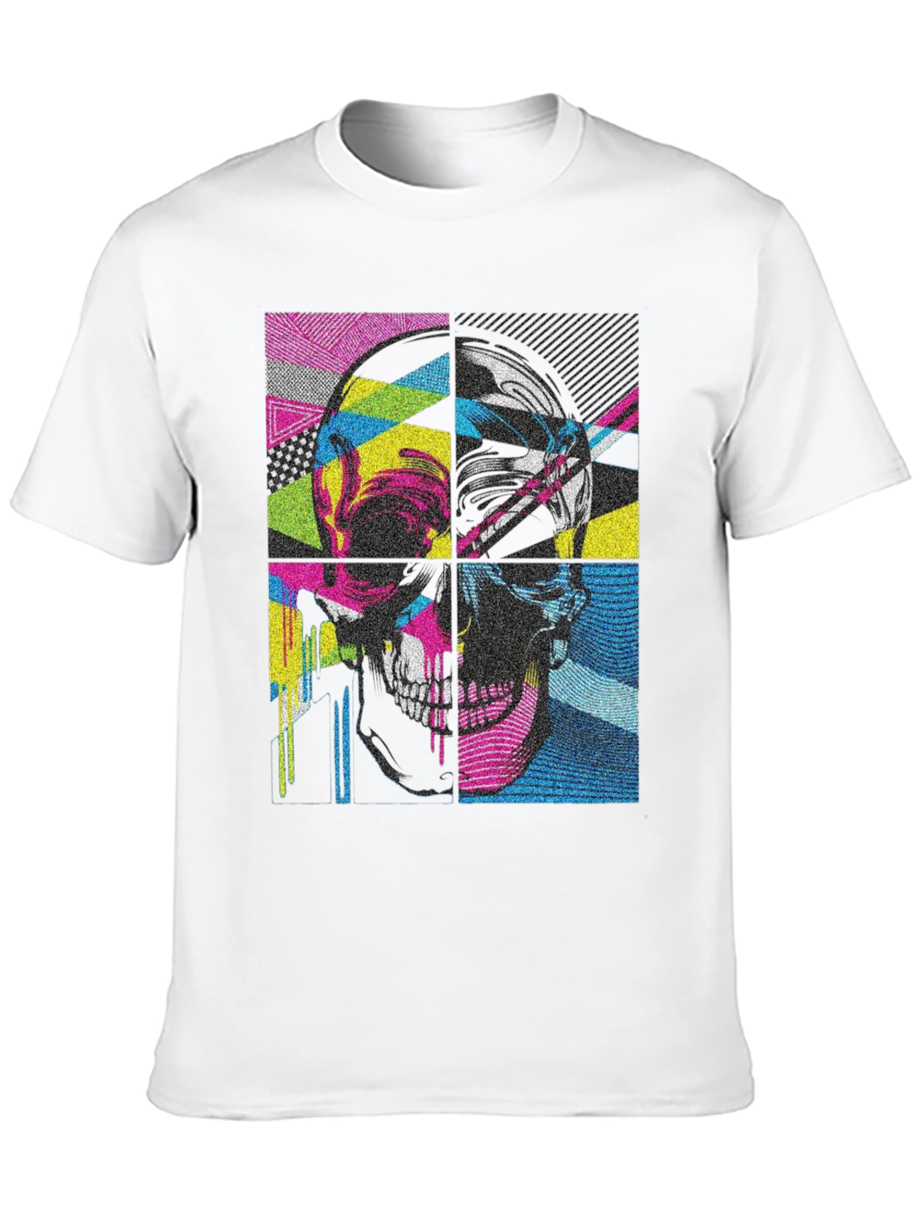 Pop Art Skull Graphic Tee - Black