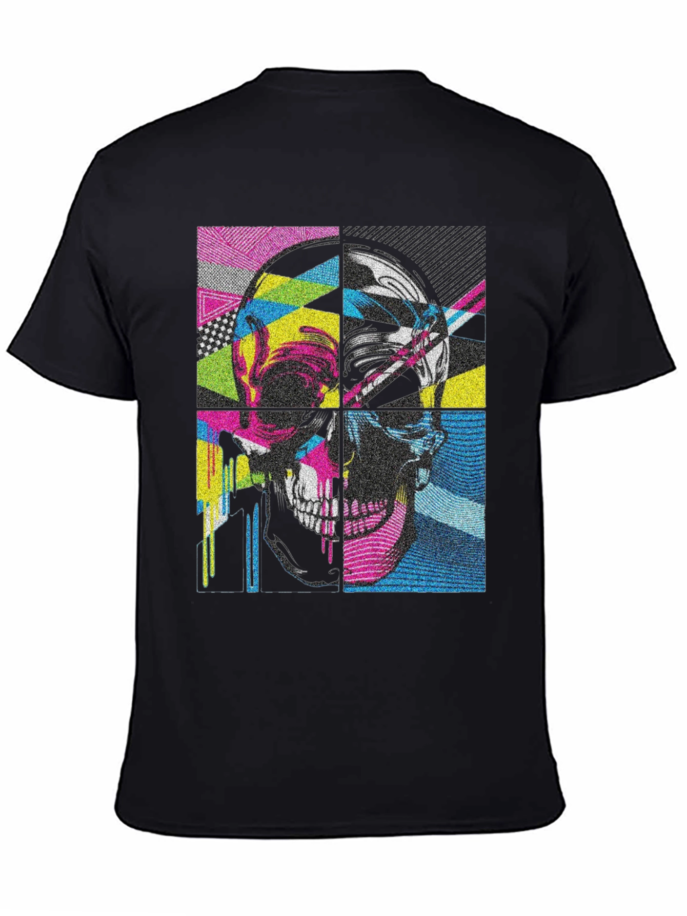 Pop Art Skull Graphic Tee - Black