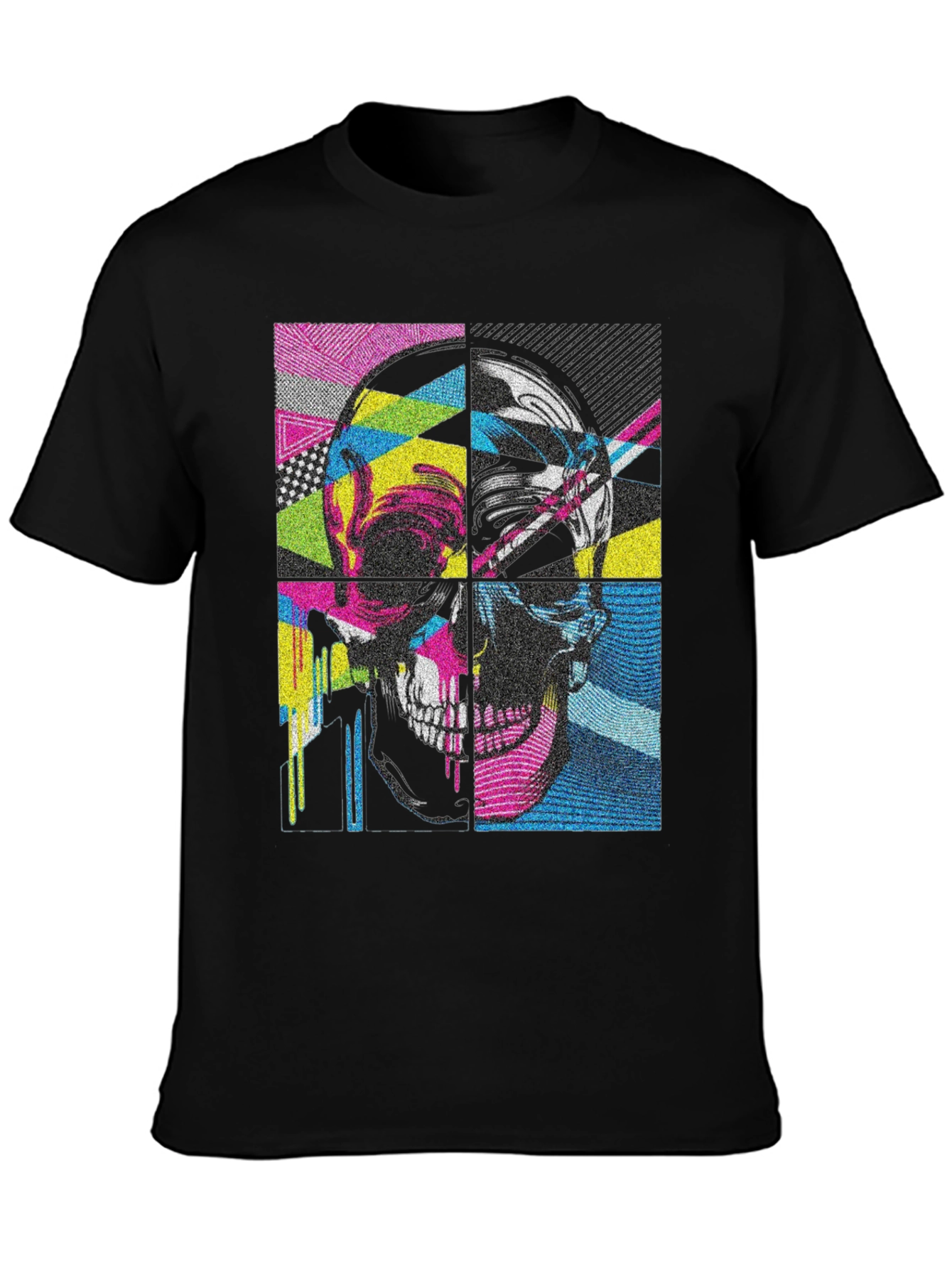 Pop Art Skull Graphic Tee - Black