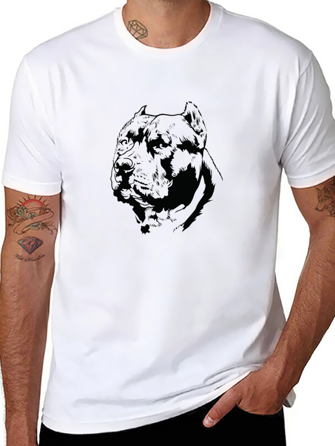 Pitbull Dog Graphic Black T-Shirt