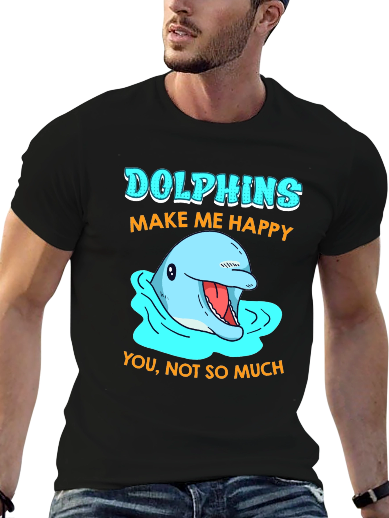 Dolphins Make Me Happy Graphic T-Shirt