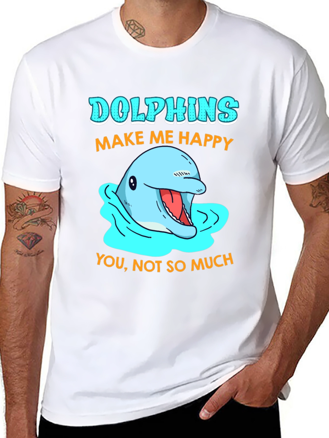 Dolphins Make Me Happy Graphic T-Shirt