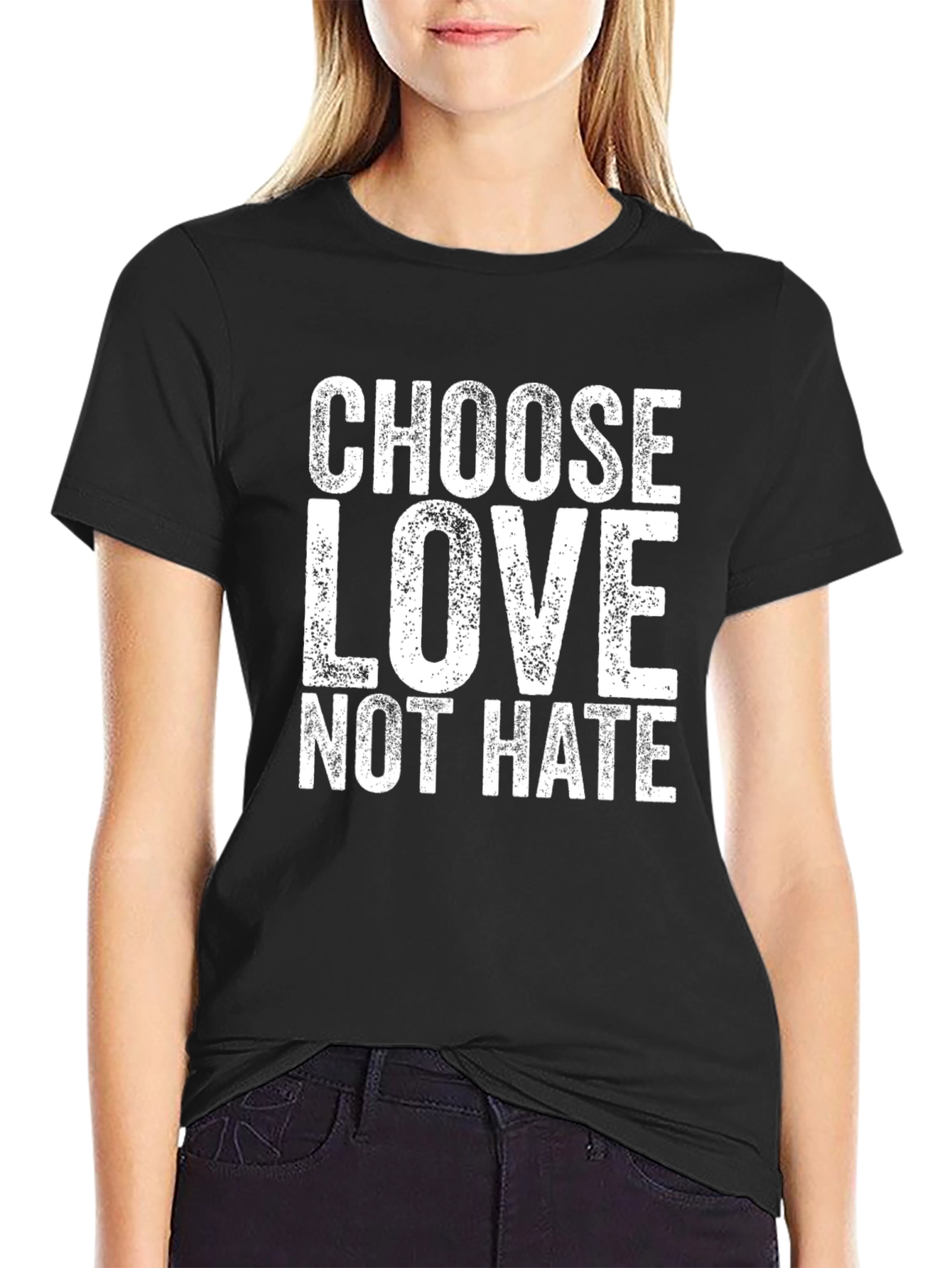 Choose Love Not Hate Black Graphic T-Shirt