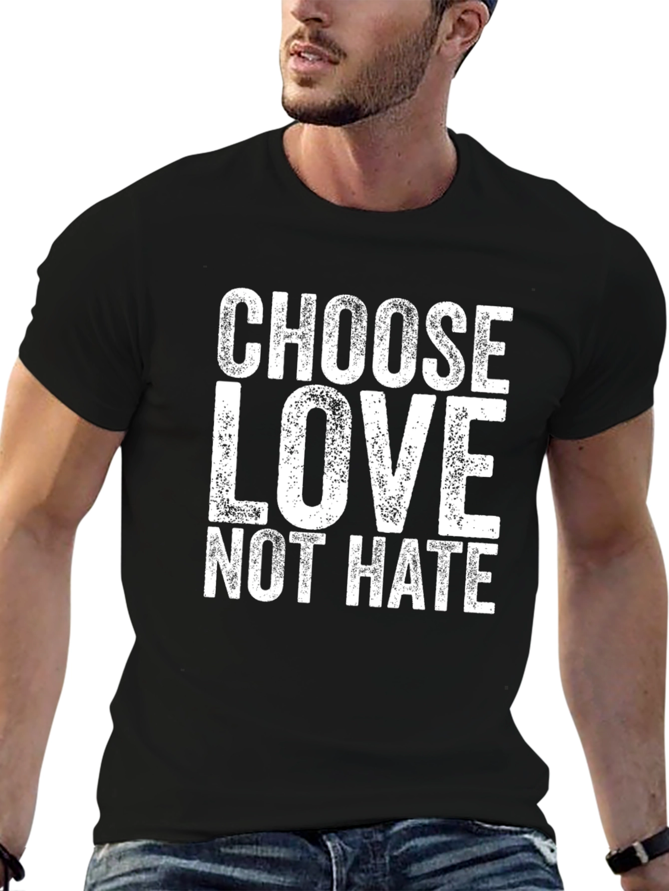 Choose Love Not Hate Black Graphic T-Shirt