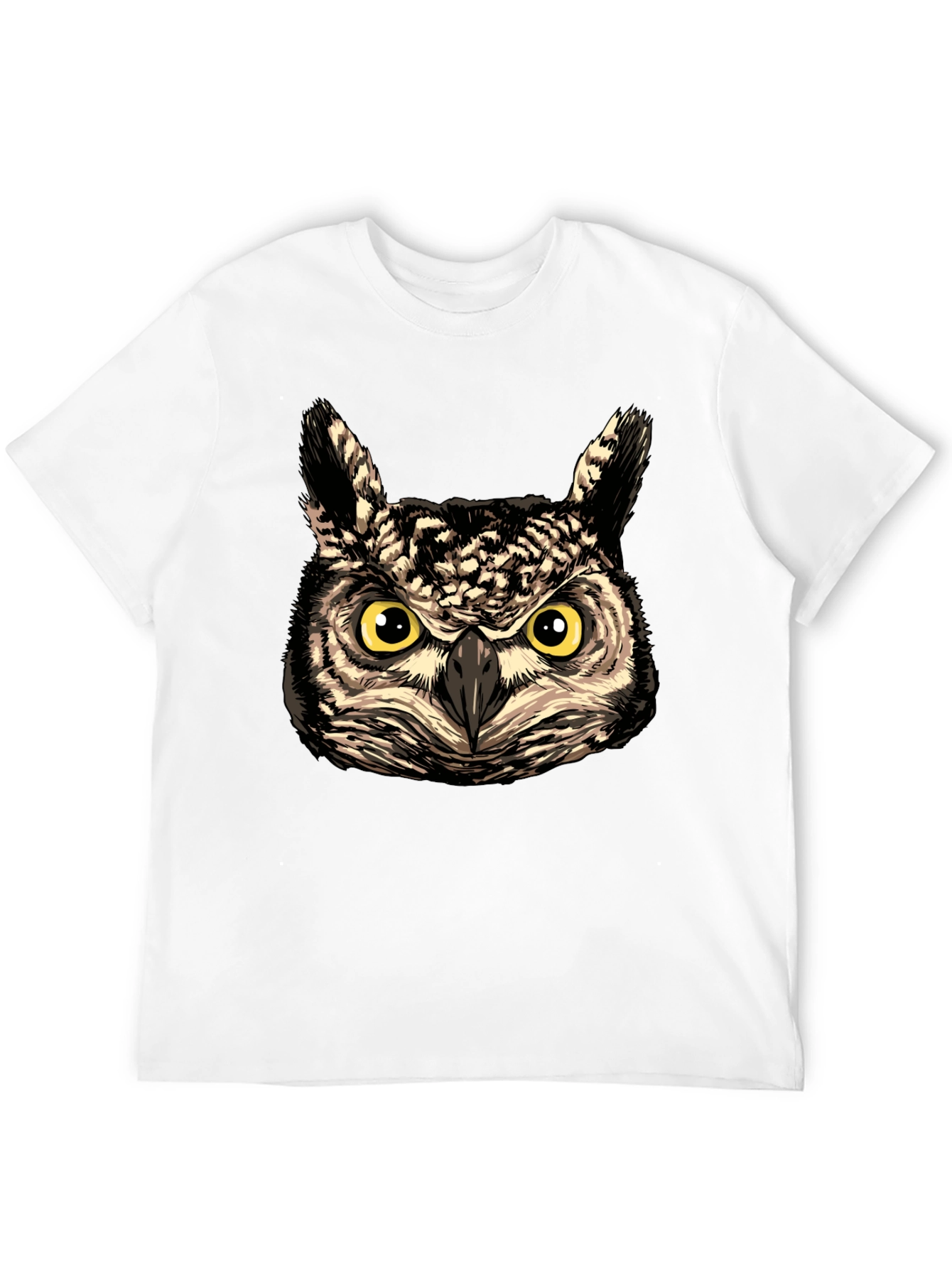 Owl Face Graphic Print Black T-Shirt