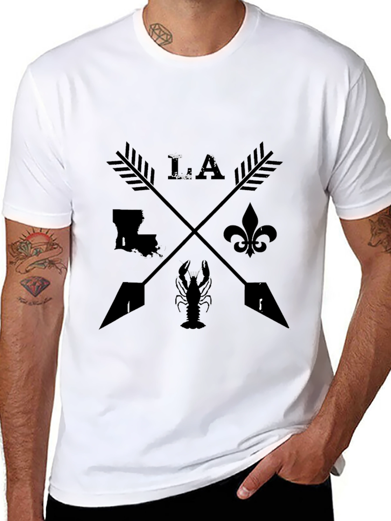 Louisiana Graphic T-Shirt Crawfish Arrow Design