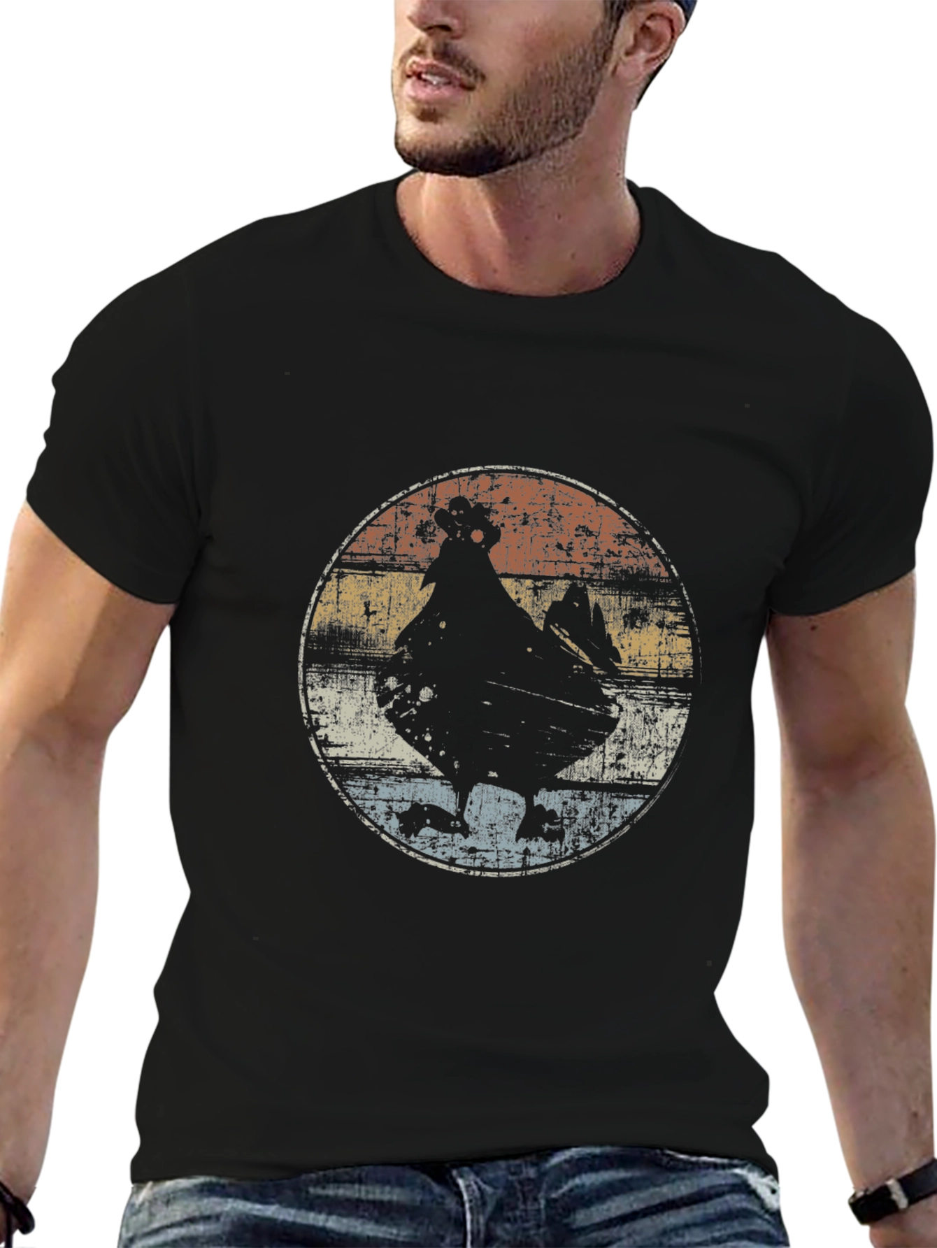 Retro Chicken Silhouette Graphic Tee