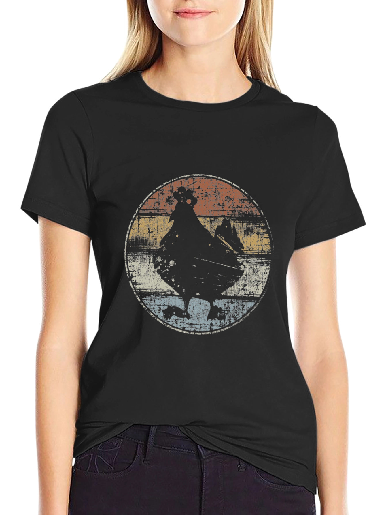 Retro Chicken Silhouette Graphic Tee