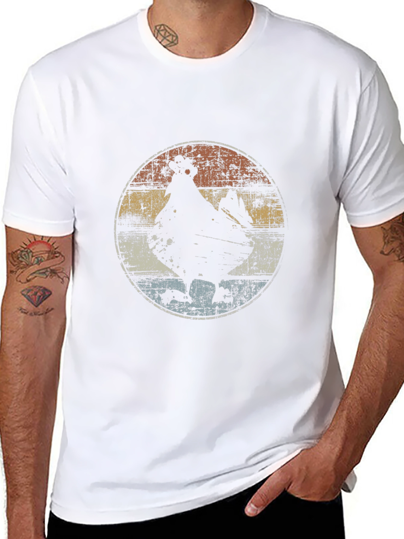 Retro Chicken Silhouette Graphic Tee