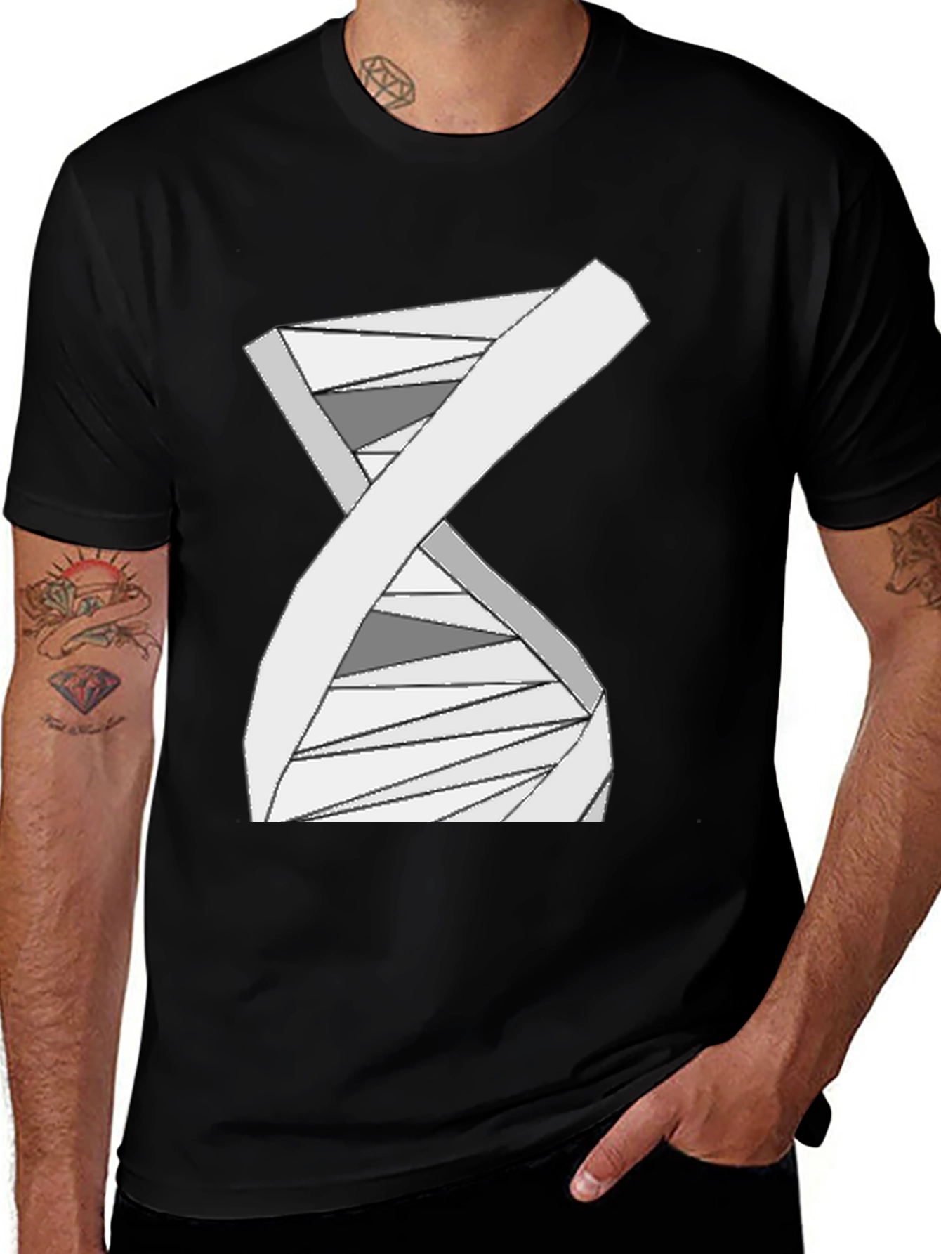 Geometric DNA Graphic Tee - Stylish Science Shirt