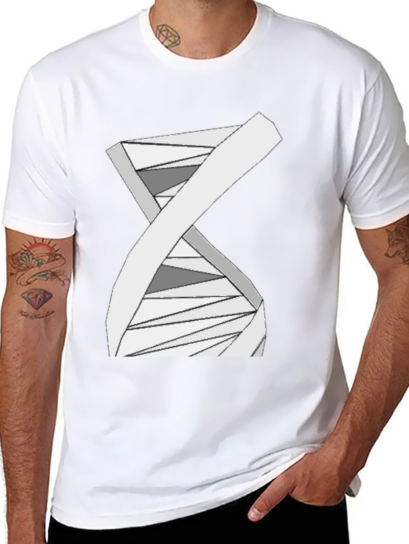 Geometric DNA Graphic Tee - Stylish Science Shirt
