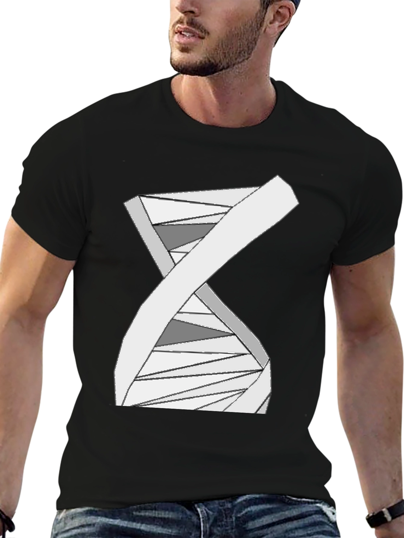 Geometric DNA Graphic Tee - Stylish Science Shirt