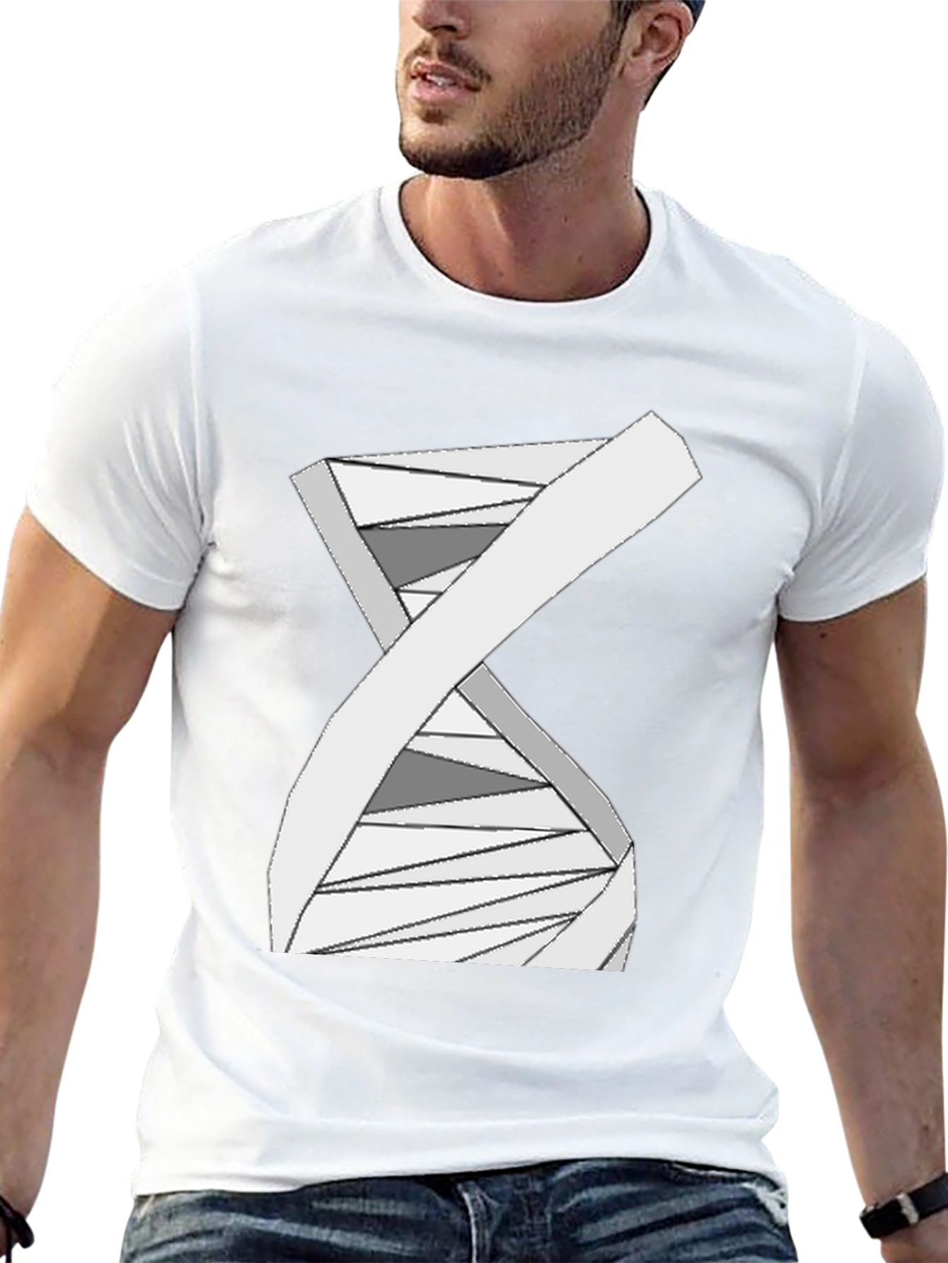 Geometric DNA Graphic Tee - Stylish Science Shirt