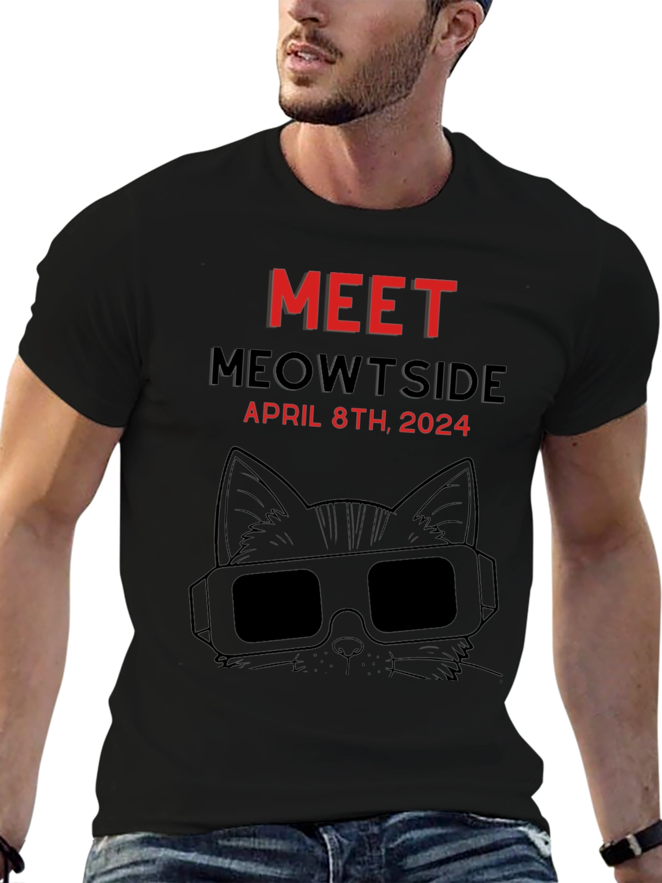 Meet Meowtside Cat T-Shirt April 8th 2024