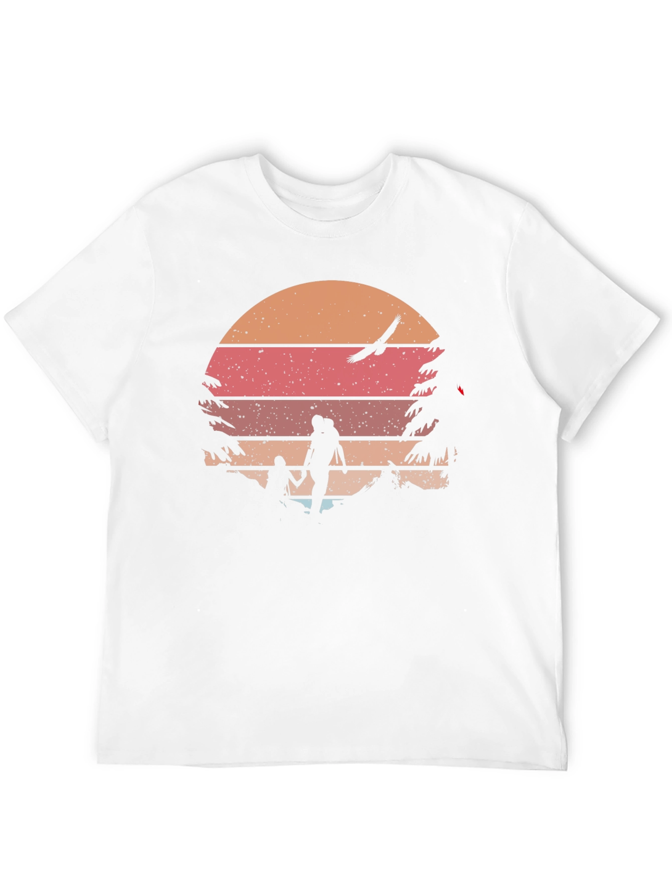 Retro Sunset Hiking T-Shirt - Black