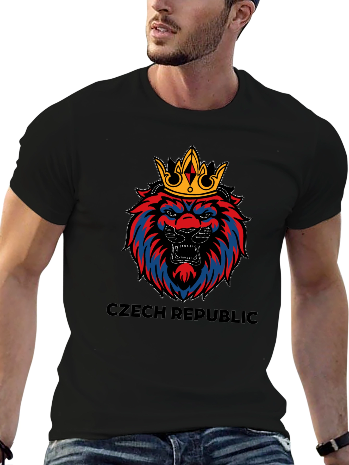 Czech Republic Lion Crown Black T-Shirt