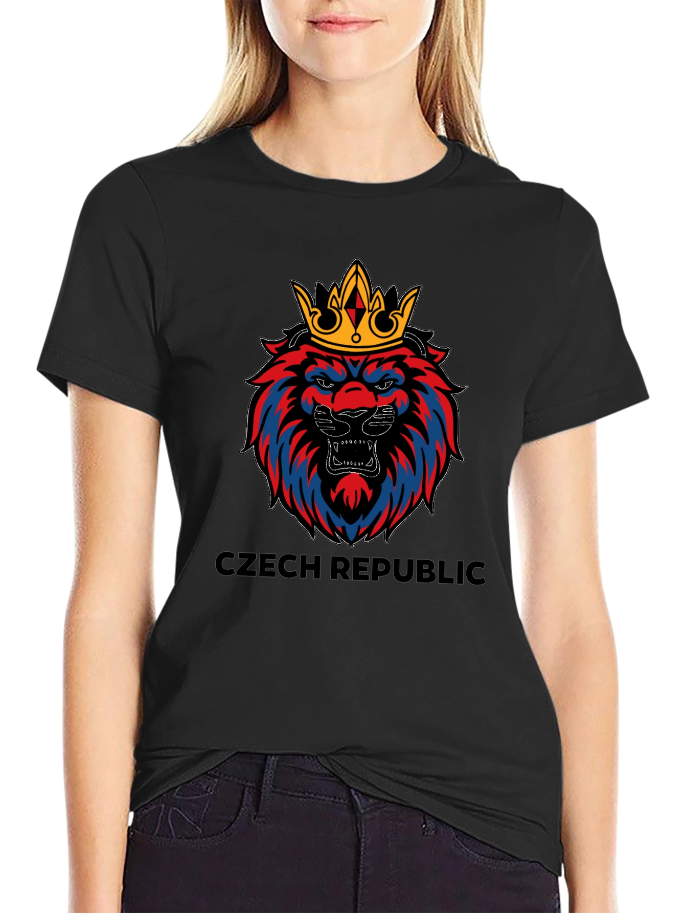 Czech Republic Lion Crown Black T-Shirt