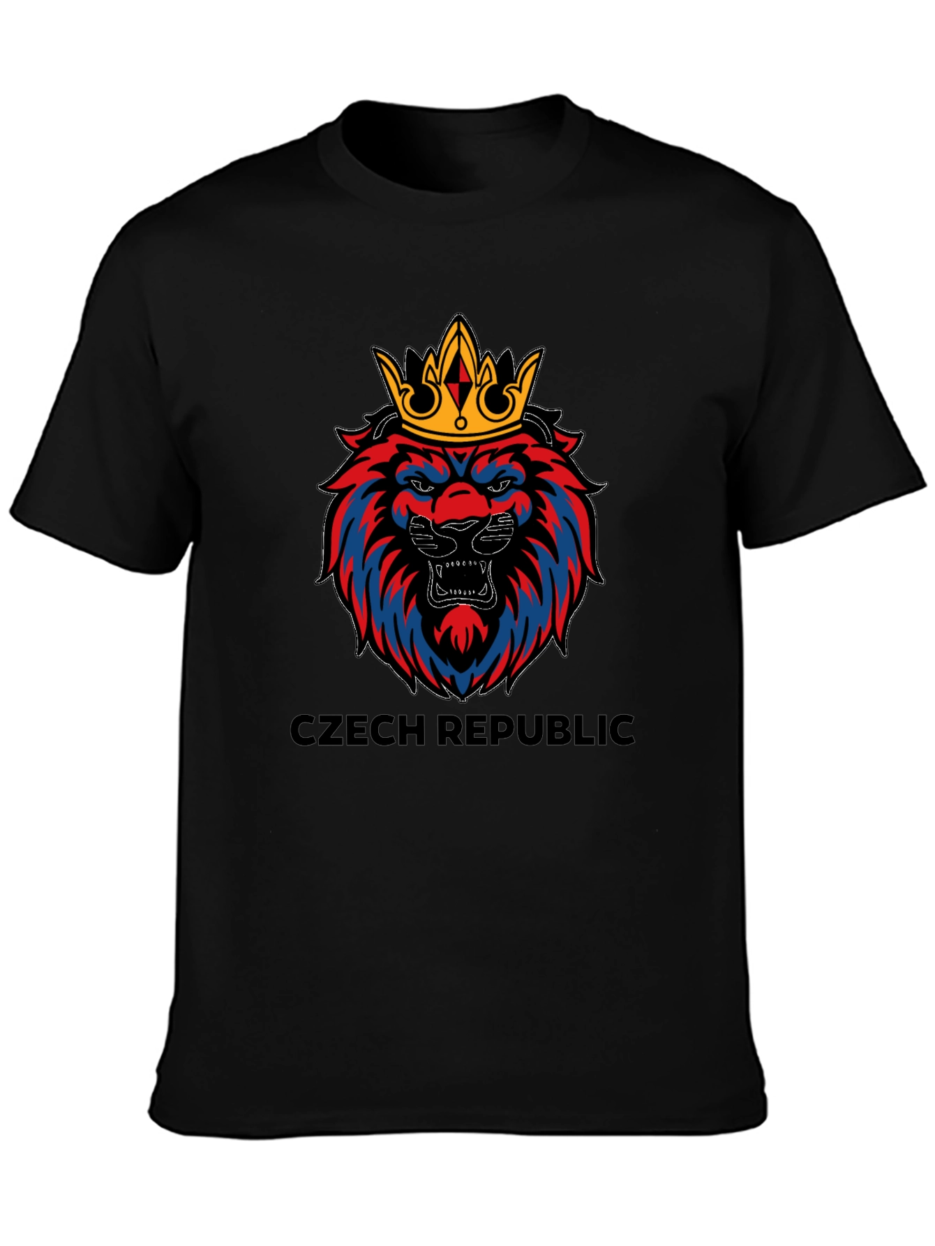 Czech Republic Lion Crown Black T-Shirt
