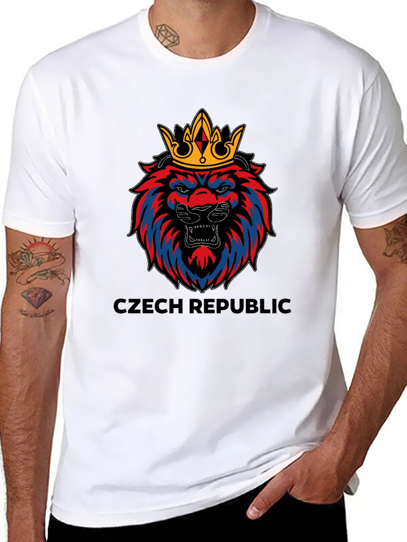 Czech Republic Lion Crown Black T-Shirt