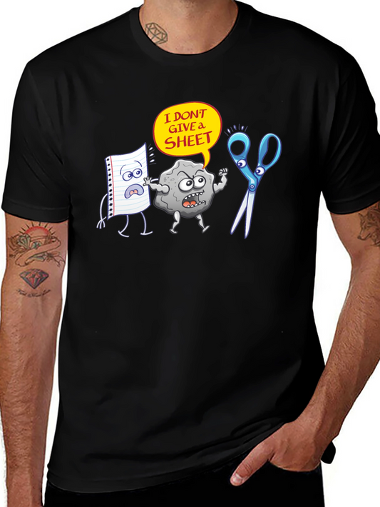 Rock Paper Scissors I Dont Give a Sheet Black T-Shirt