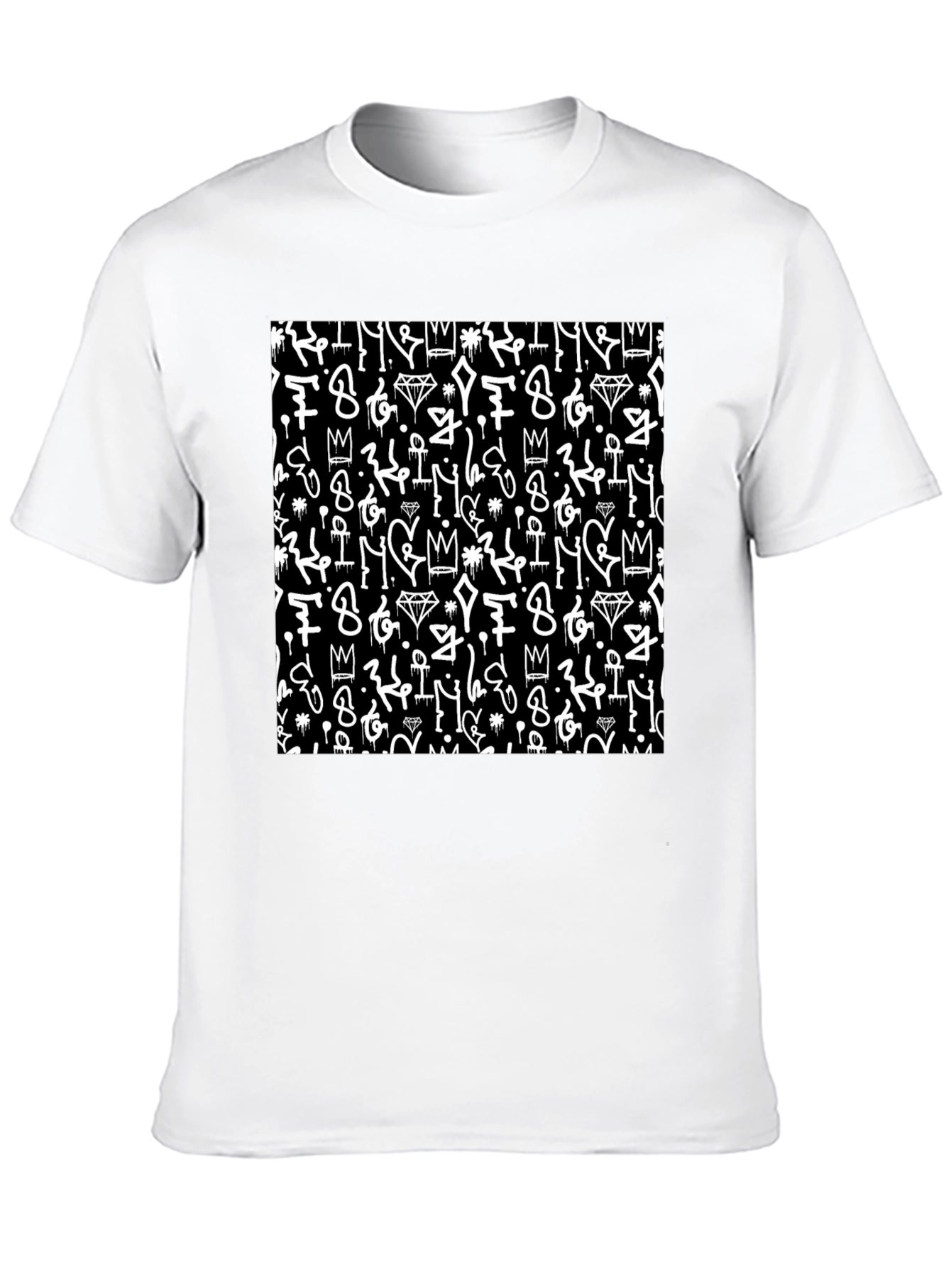 Black Tee with Graffiti Art