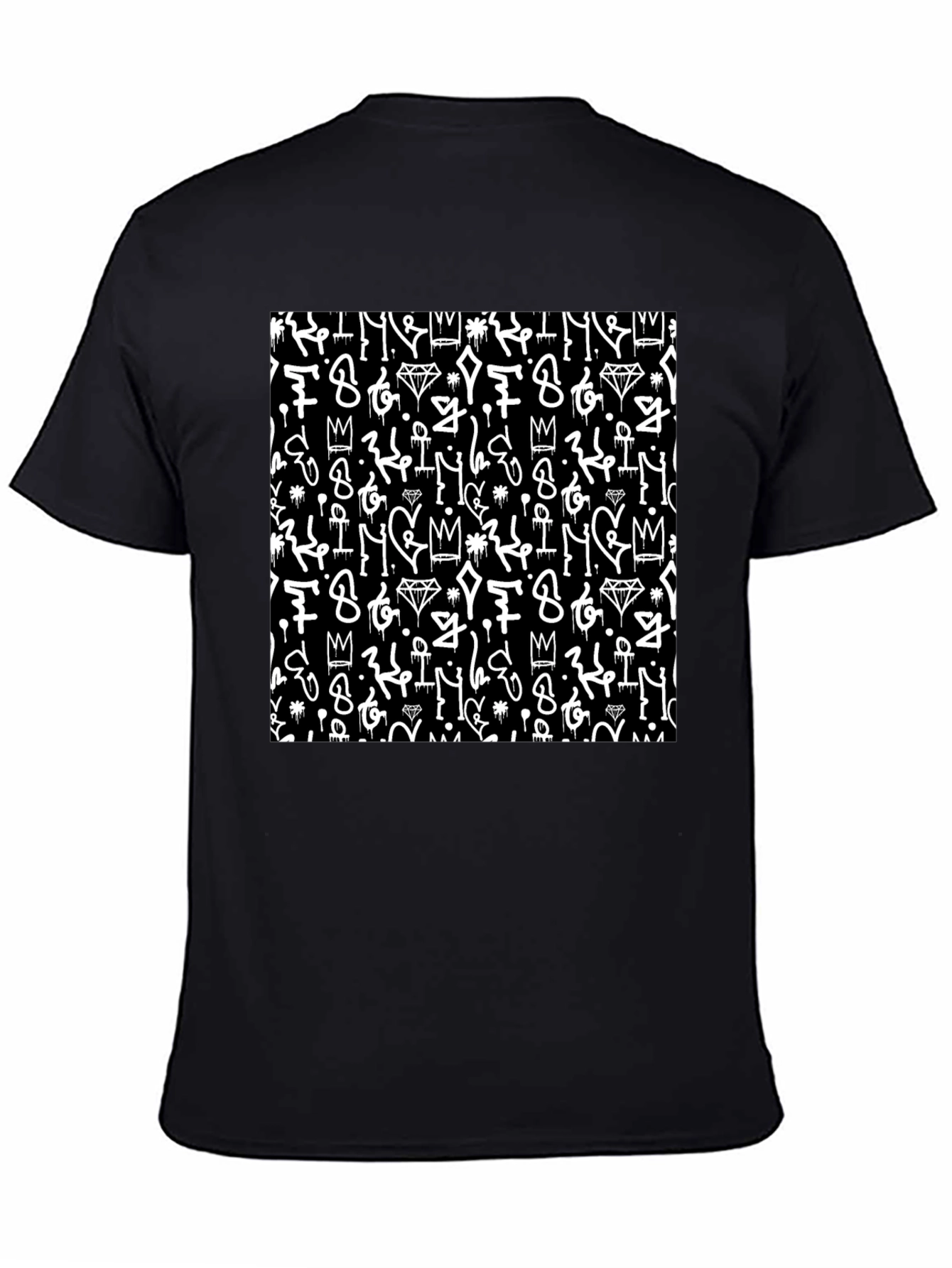 Black Tee with Graffiti Art