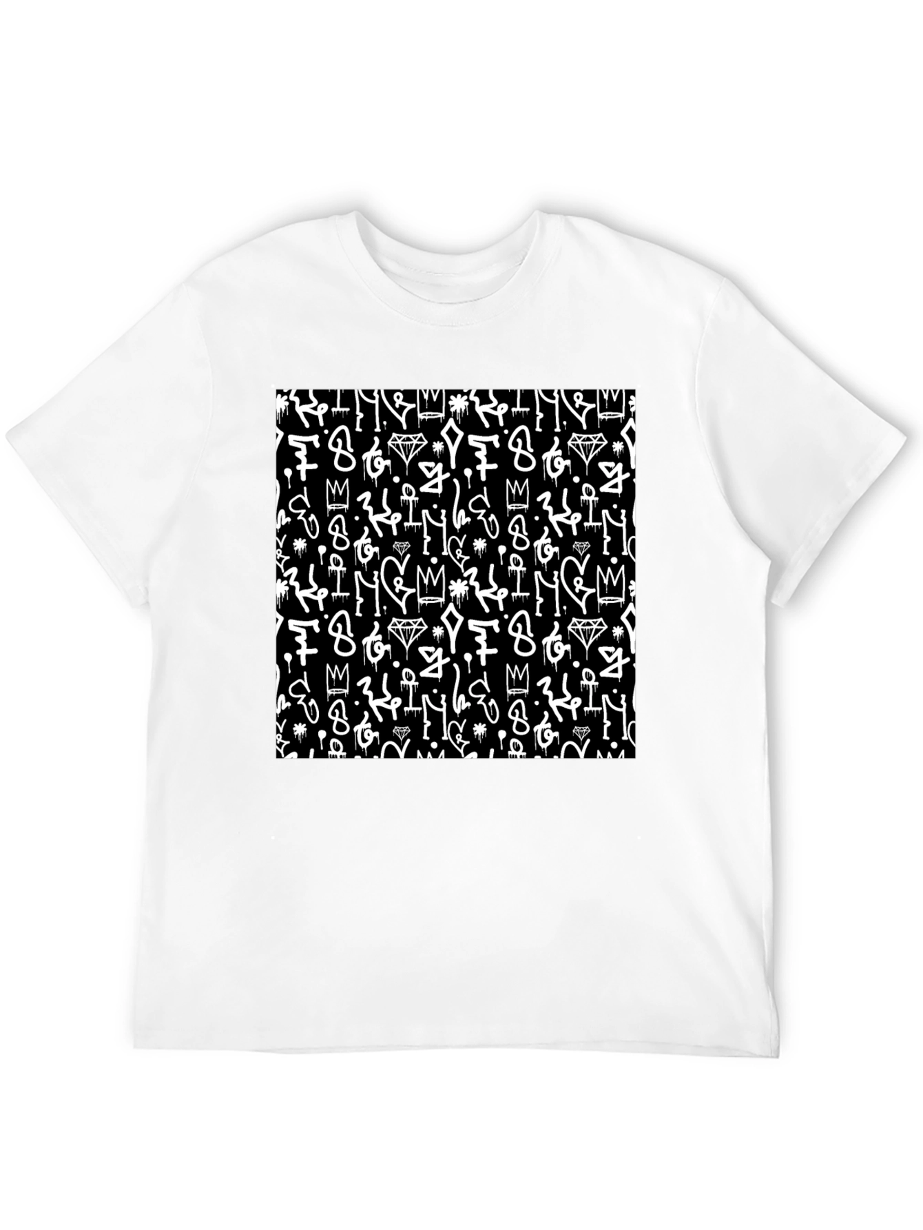 Black Tee with Graffiti Art