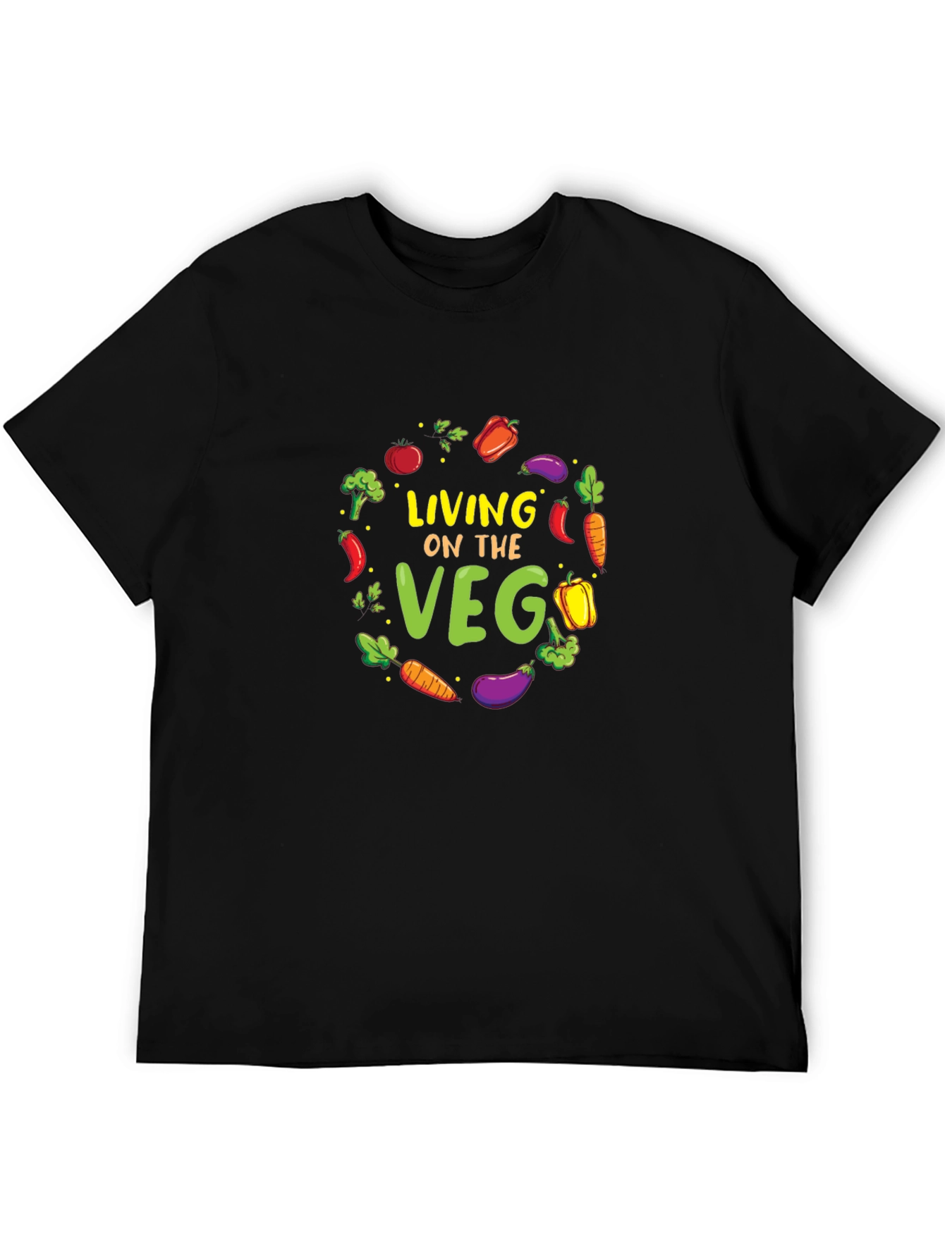 Living on the Veg Black Graphic Tee