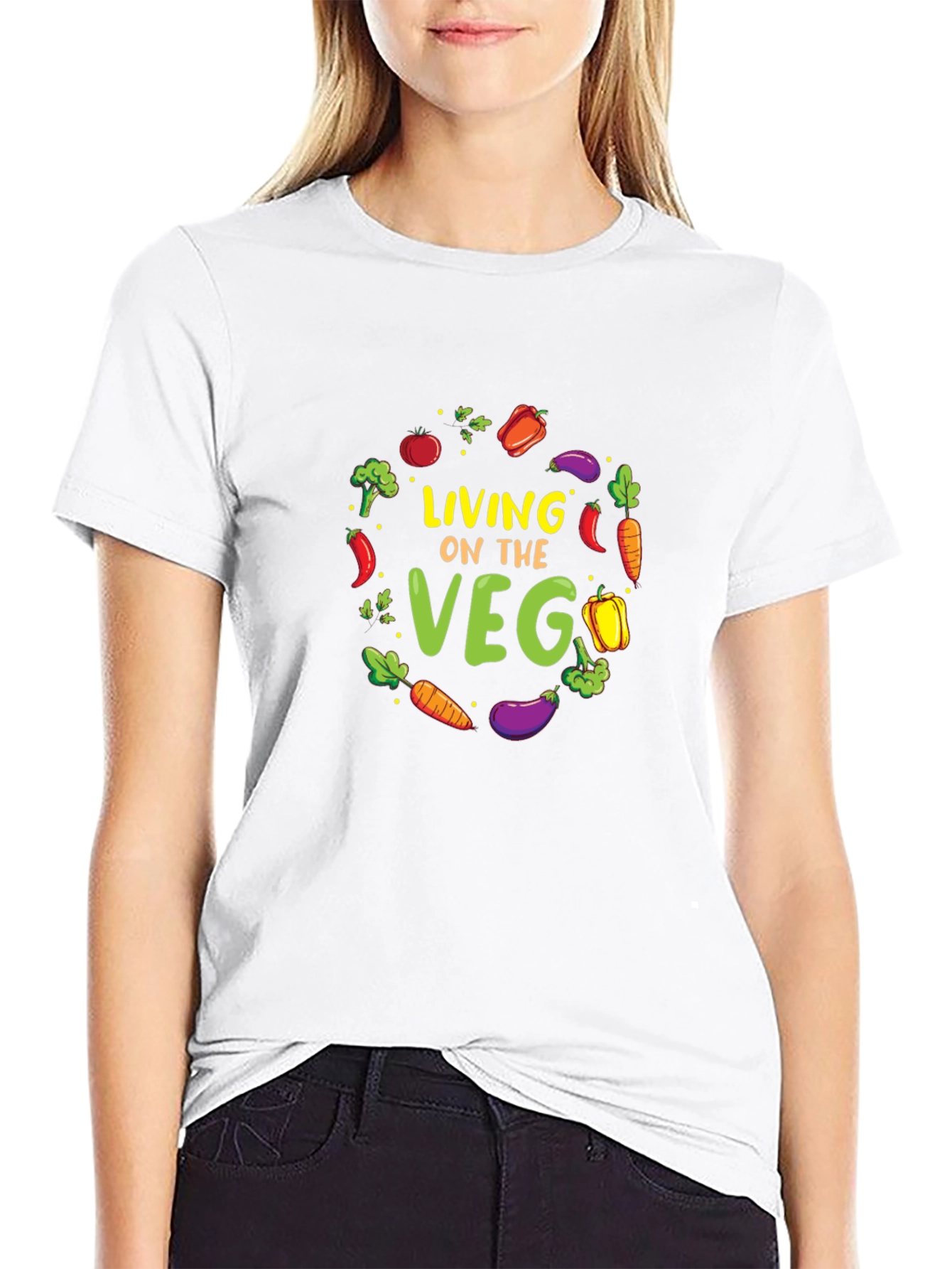 Living on the Veg Black Graphic Tee