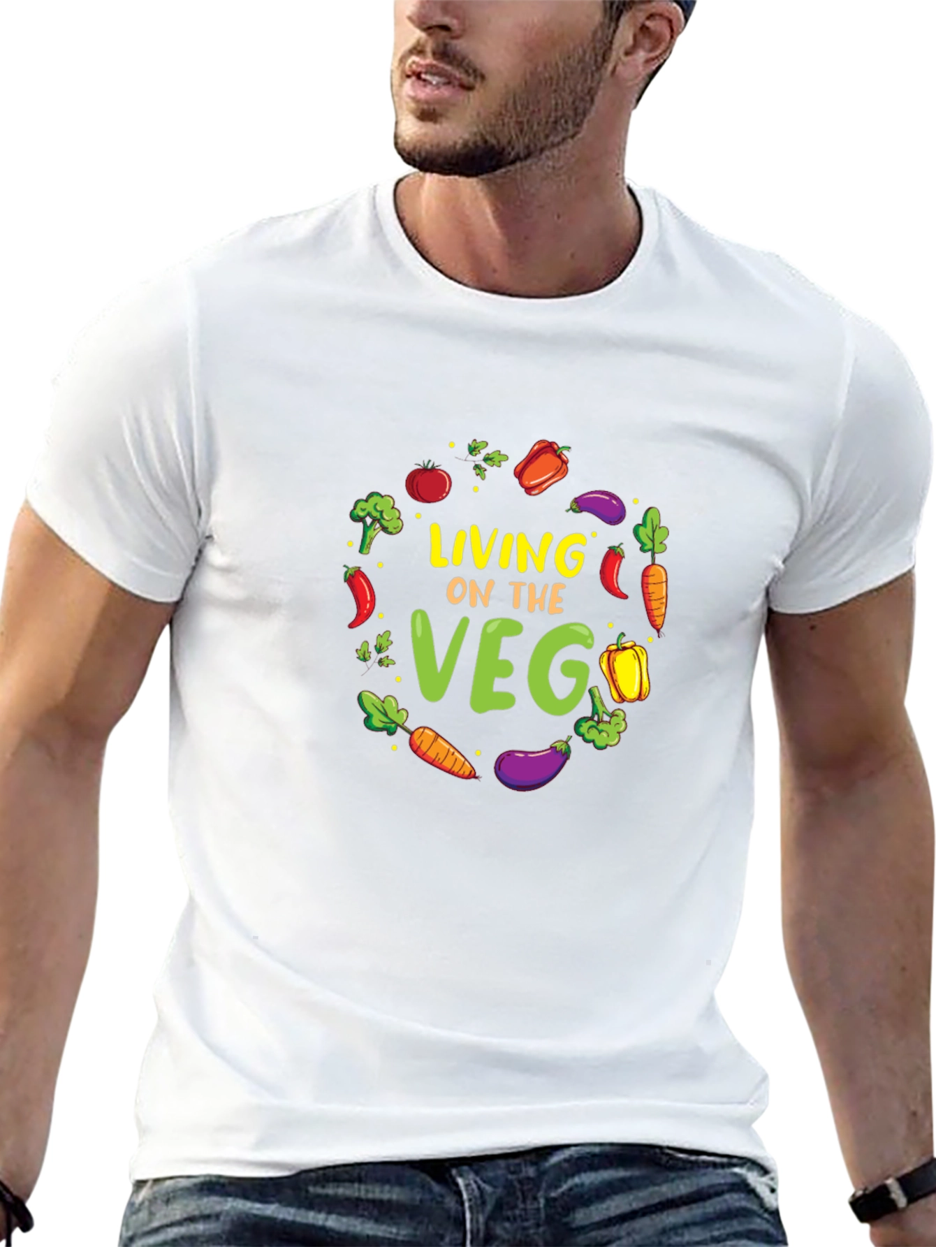 Living on the Veg Black Graphic Tee