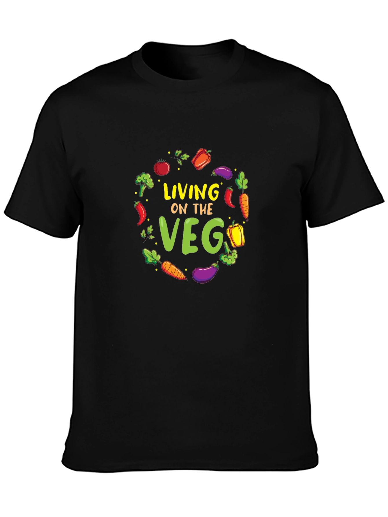 Living on the Veg Black Graphic Tee