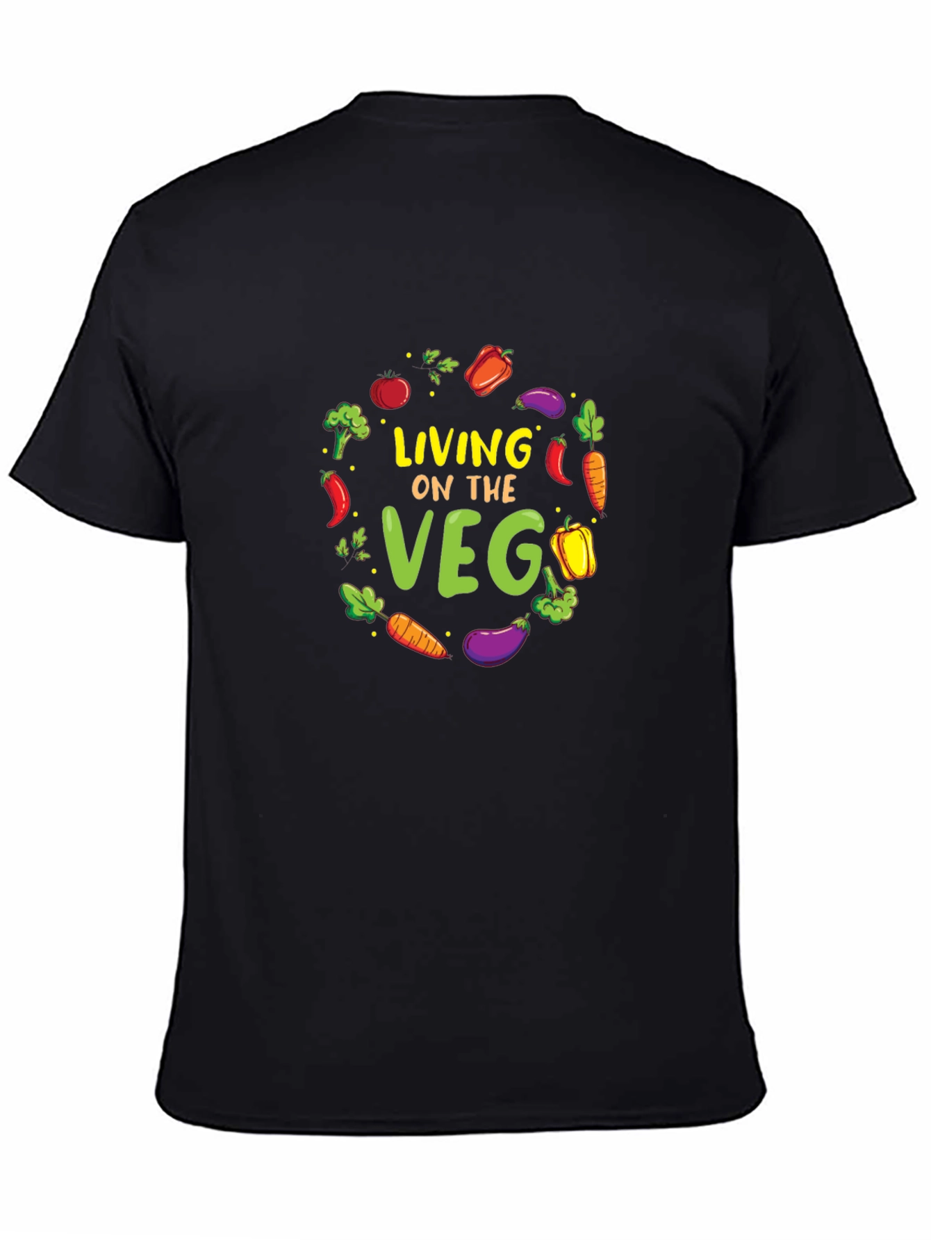 Living on the Veg Black Graphic Tee