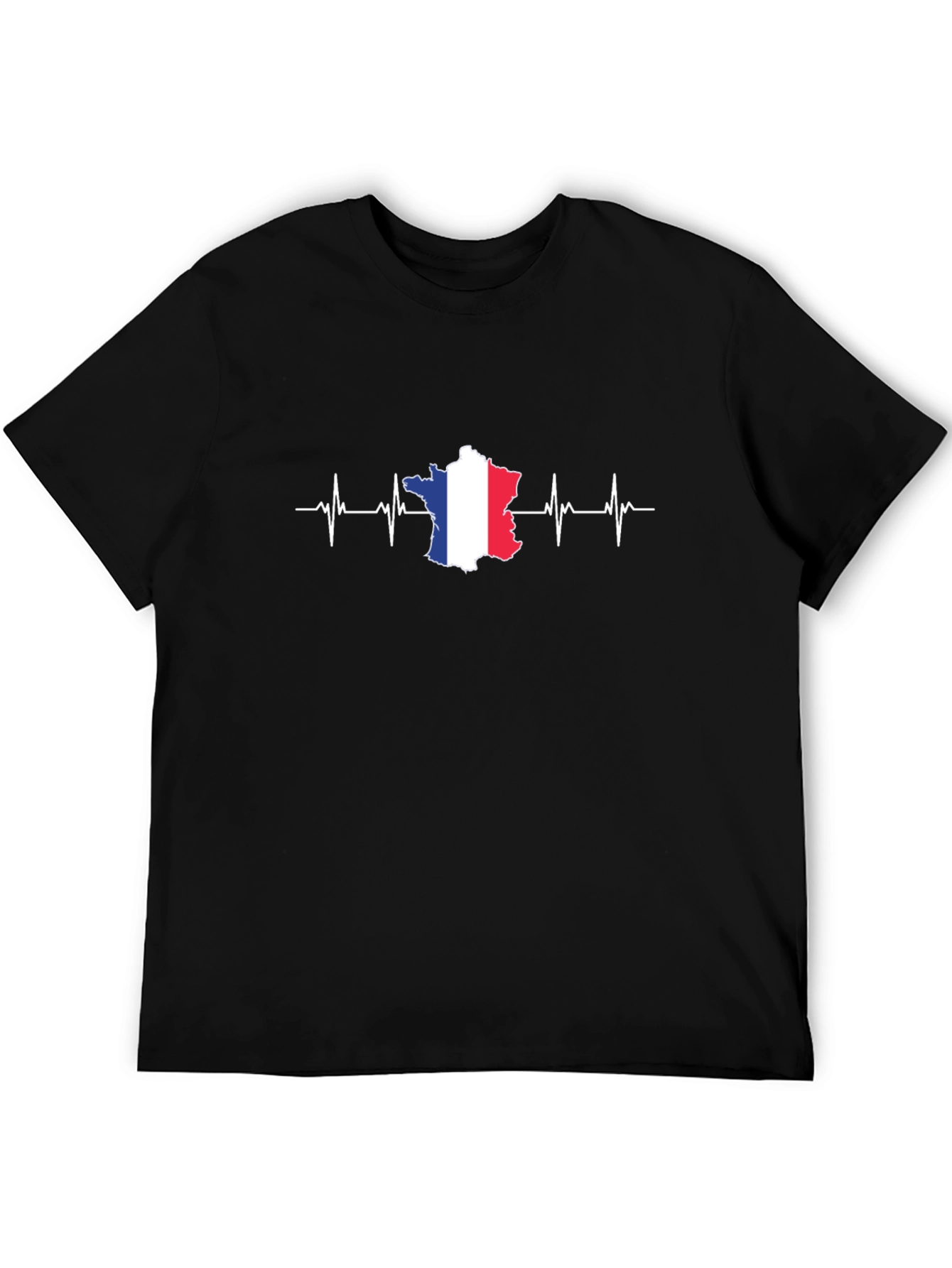 France Heartbeat T-Shirt - Black Graphic Tee