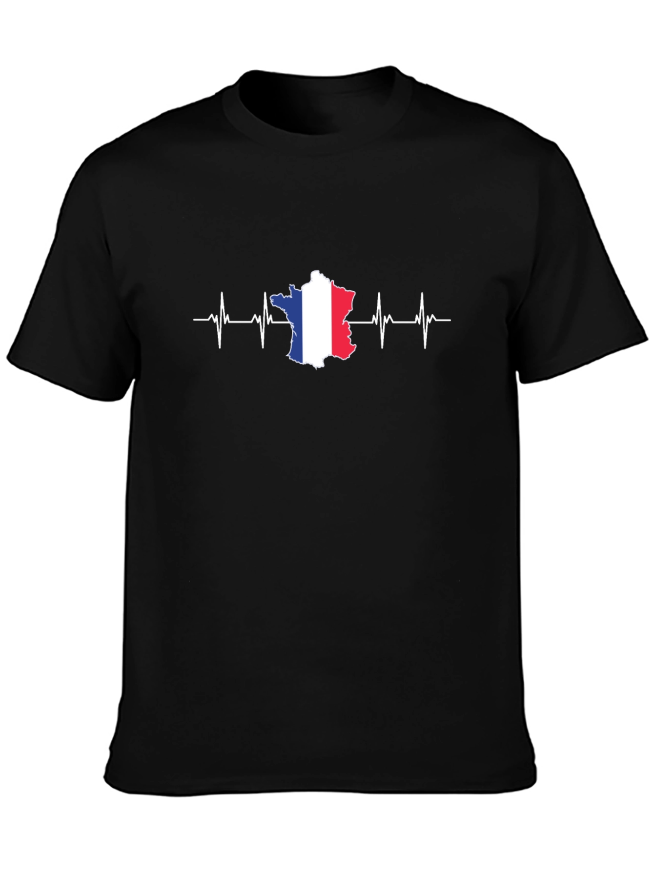France Heartbeat T-Shirt - Black Graphic Tee