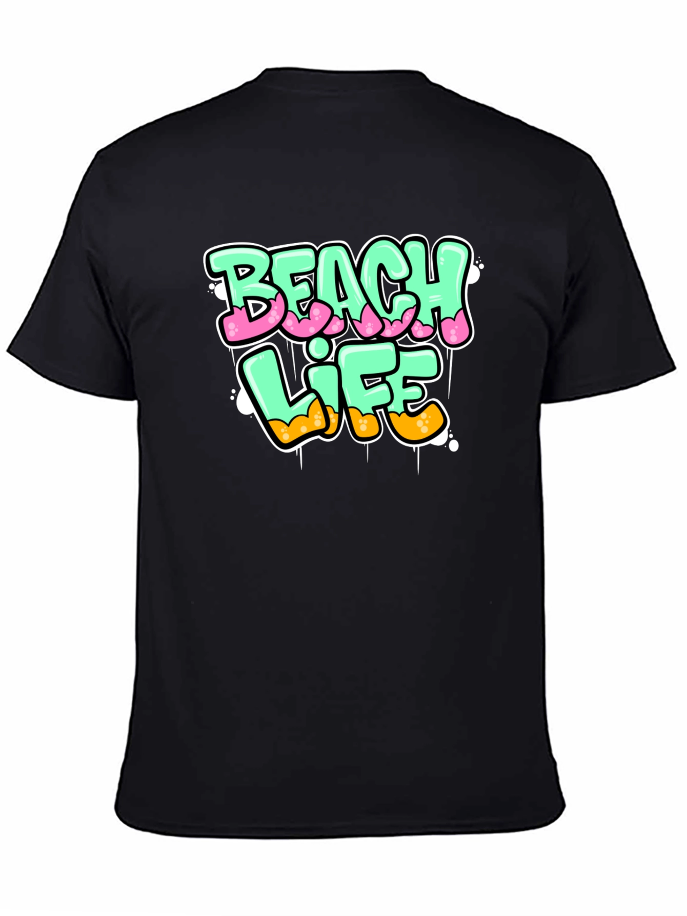 Beach Life Graphic Print Black T-Shirt
