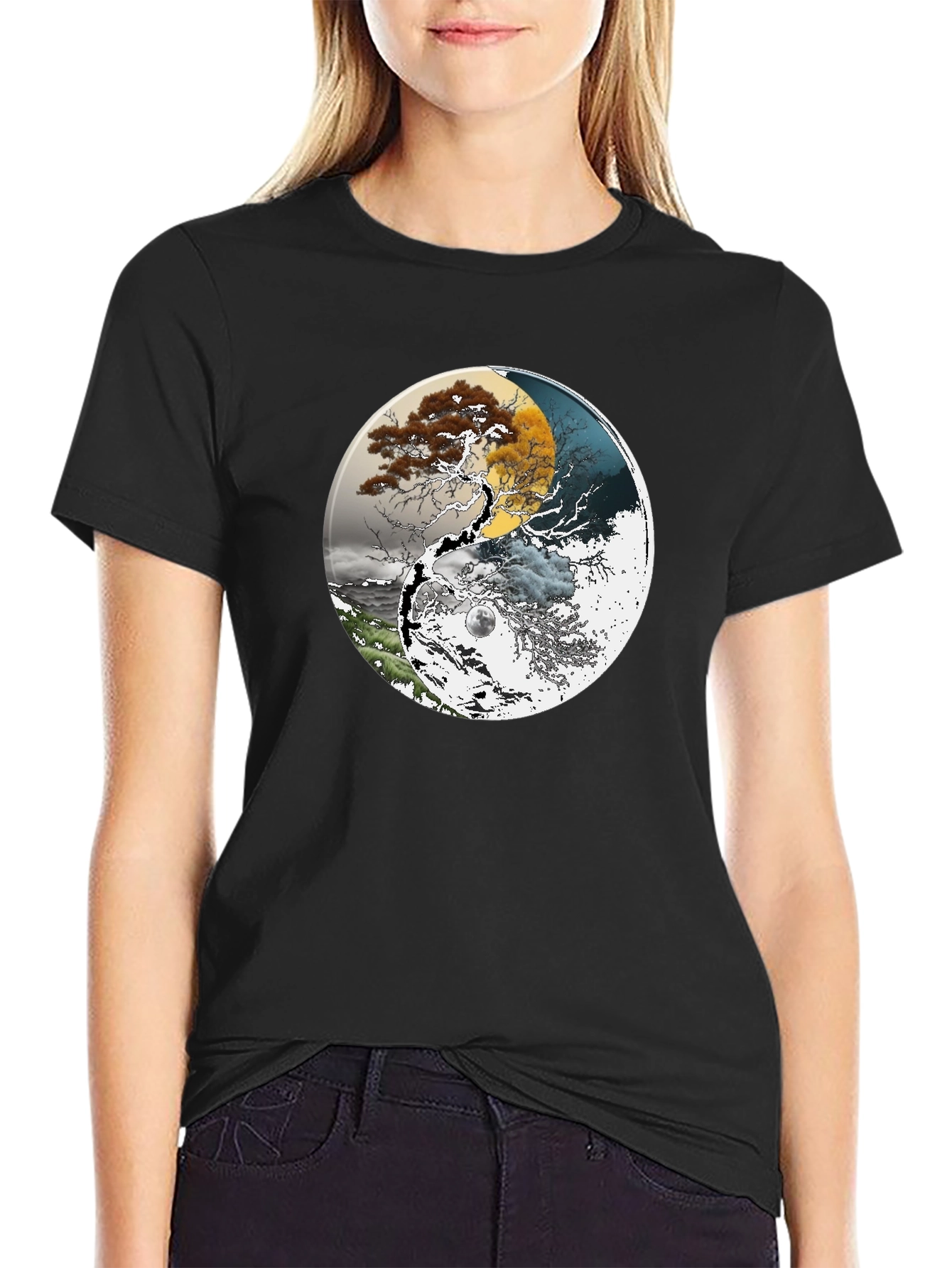 Yin Yang Tree T-Shirt - Day & Night Balance