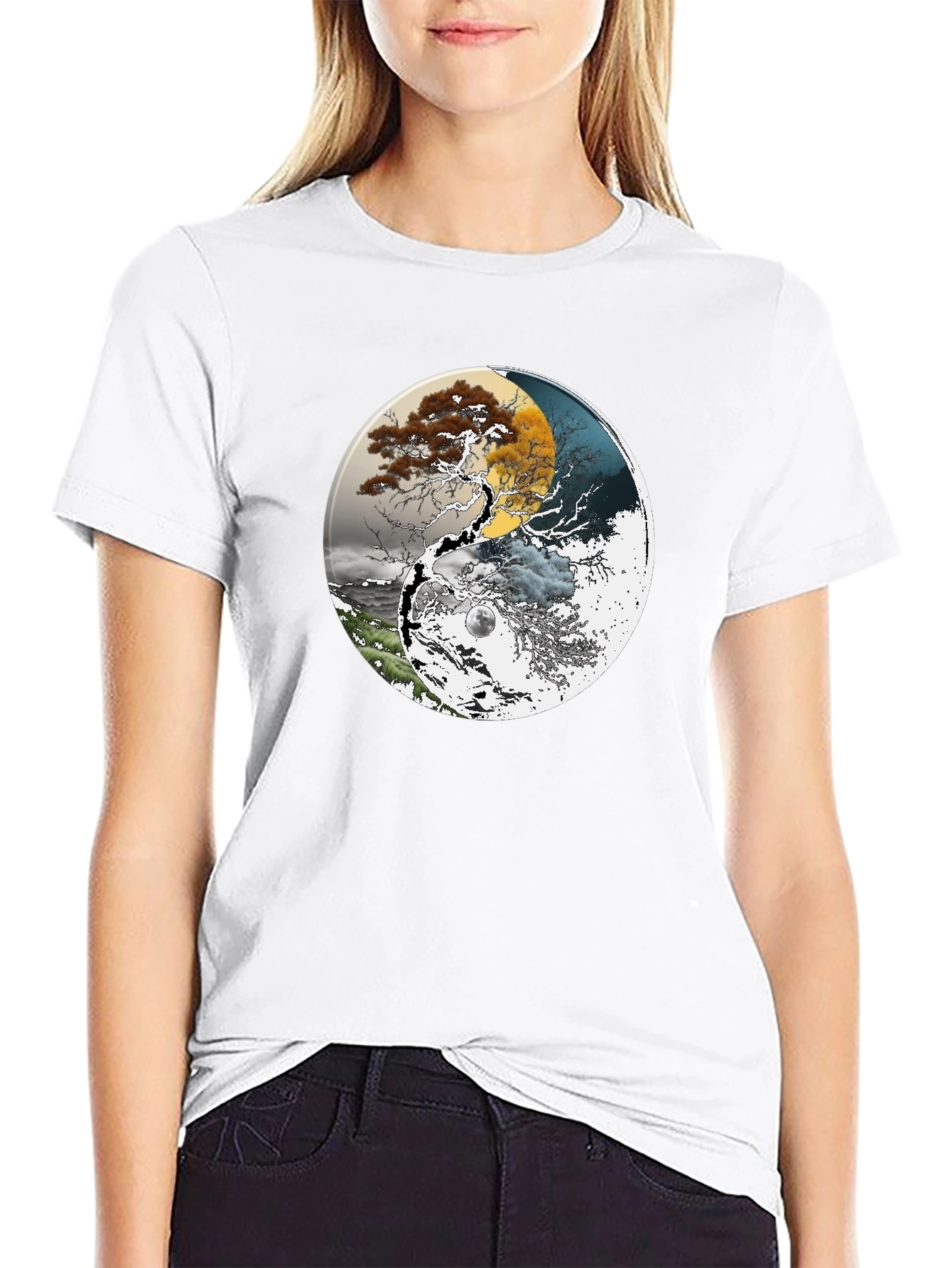 Yin Yang Tree T-Shirt - Day & Night Balance