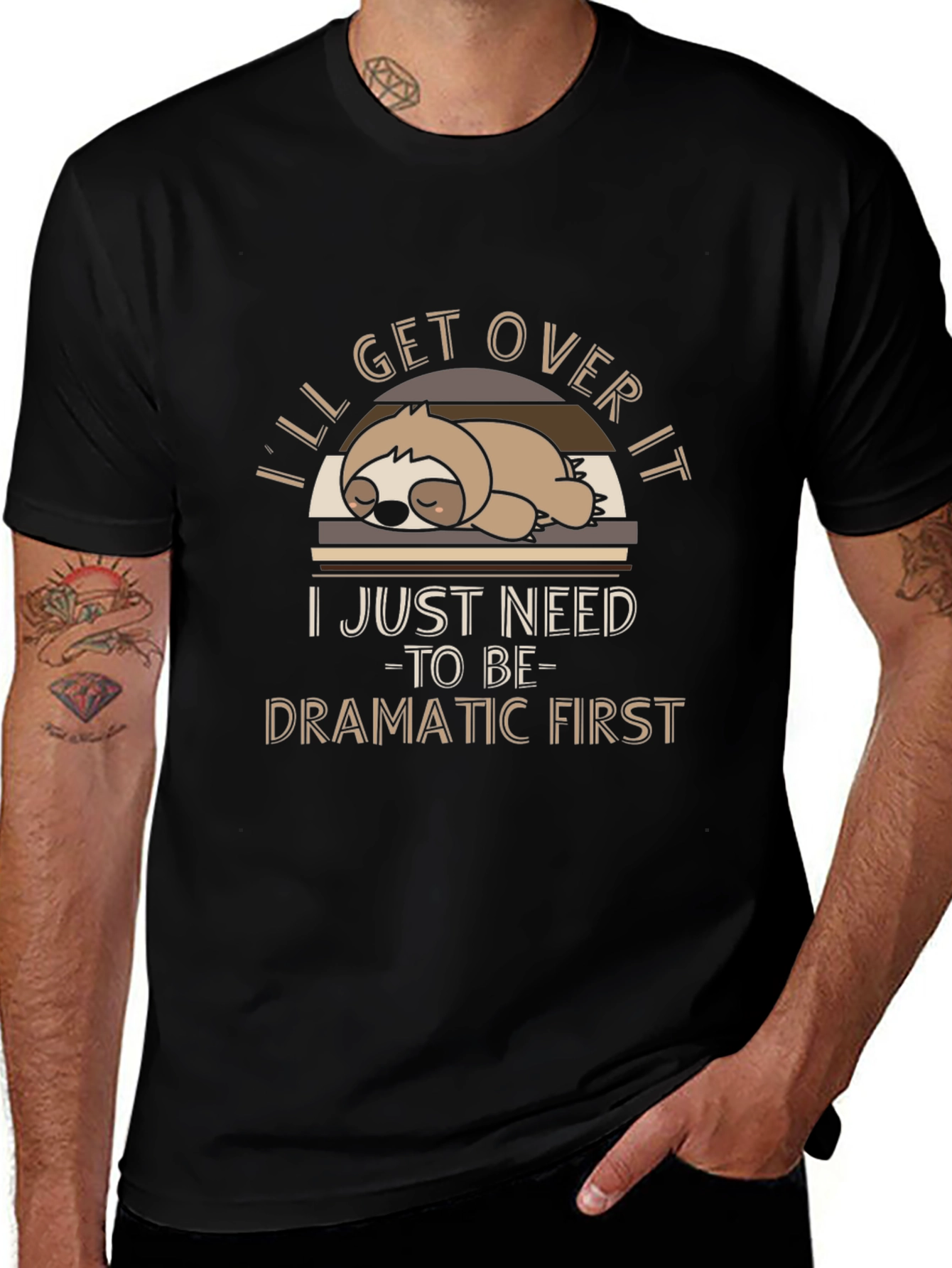 Funny Sloth Graphic T-Shirt - Dramatic First