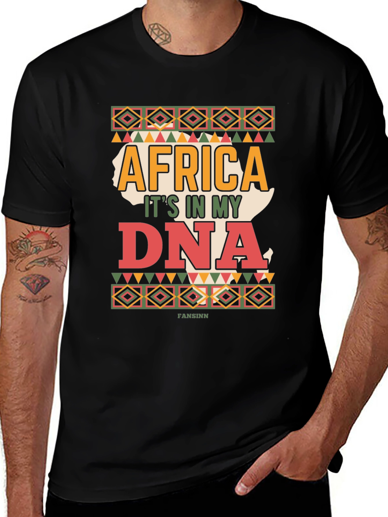 Africa DNA Mens Black T-Shirt